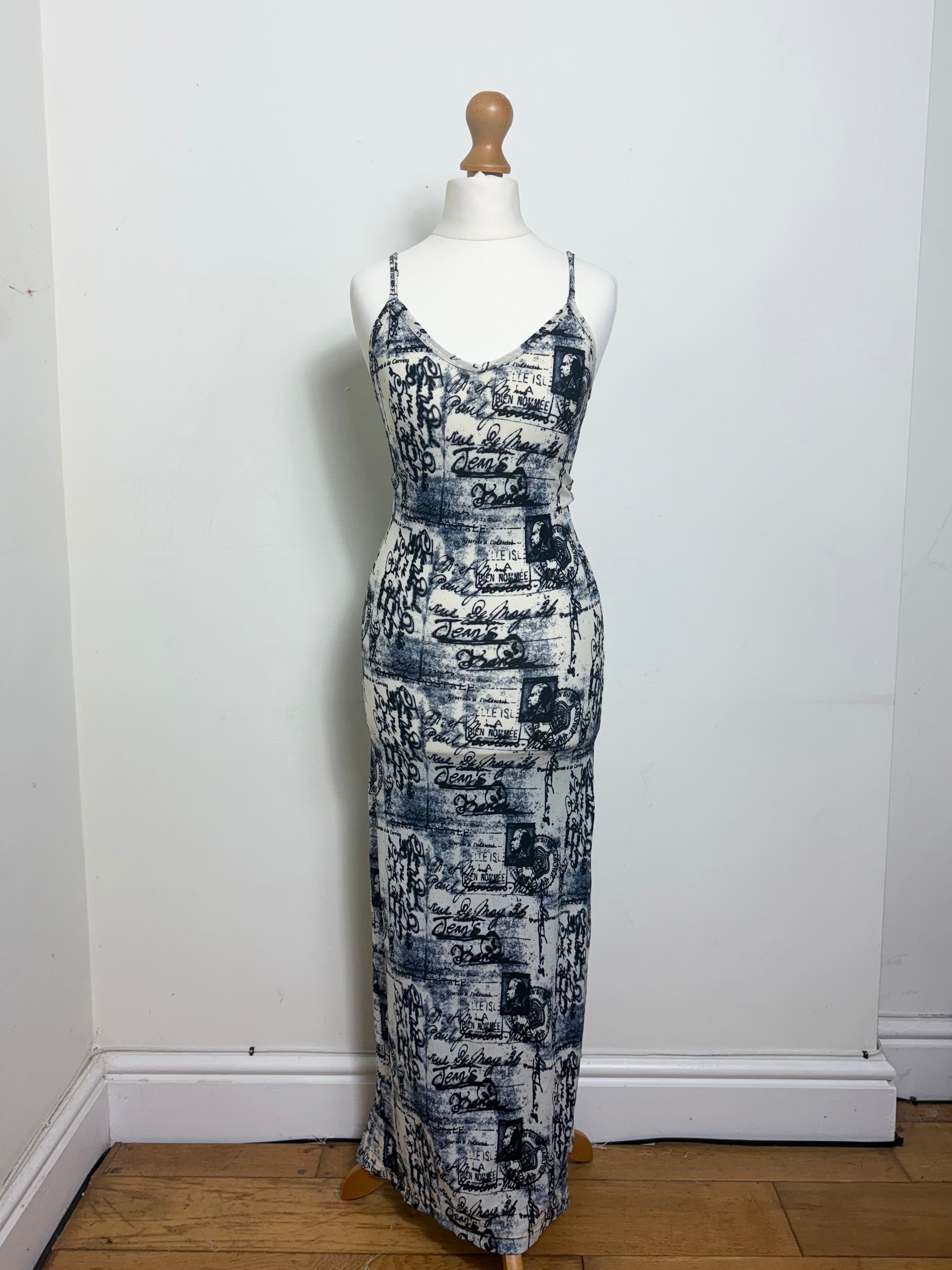Jean Paul Gaultier 90's Postcard Print Maxi Dress