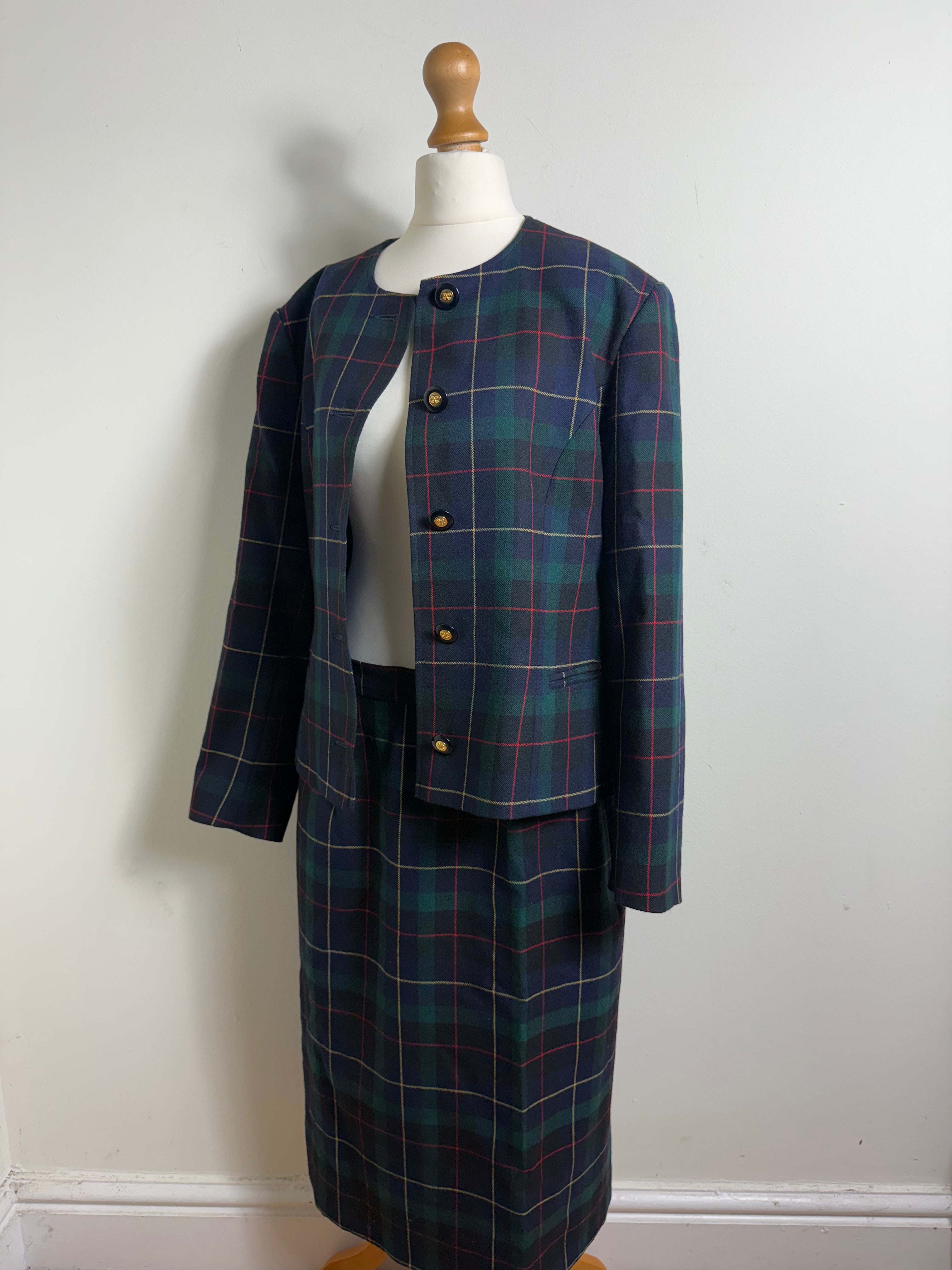 Avoca Pure Wool Tartan Skirt Set Scarz Vintage Shop Skirt Suits