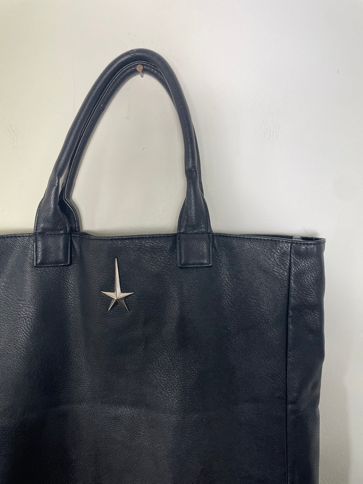 Black Faux Leather Thierry Mugler Shopper Tote Bag
