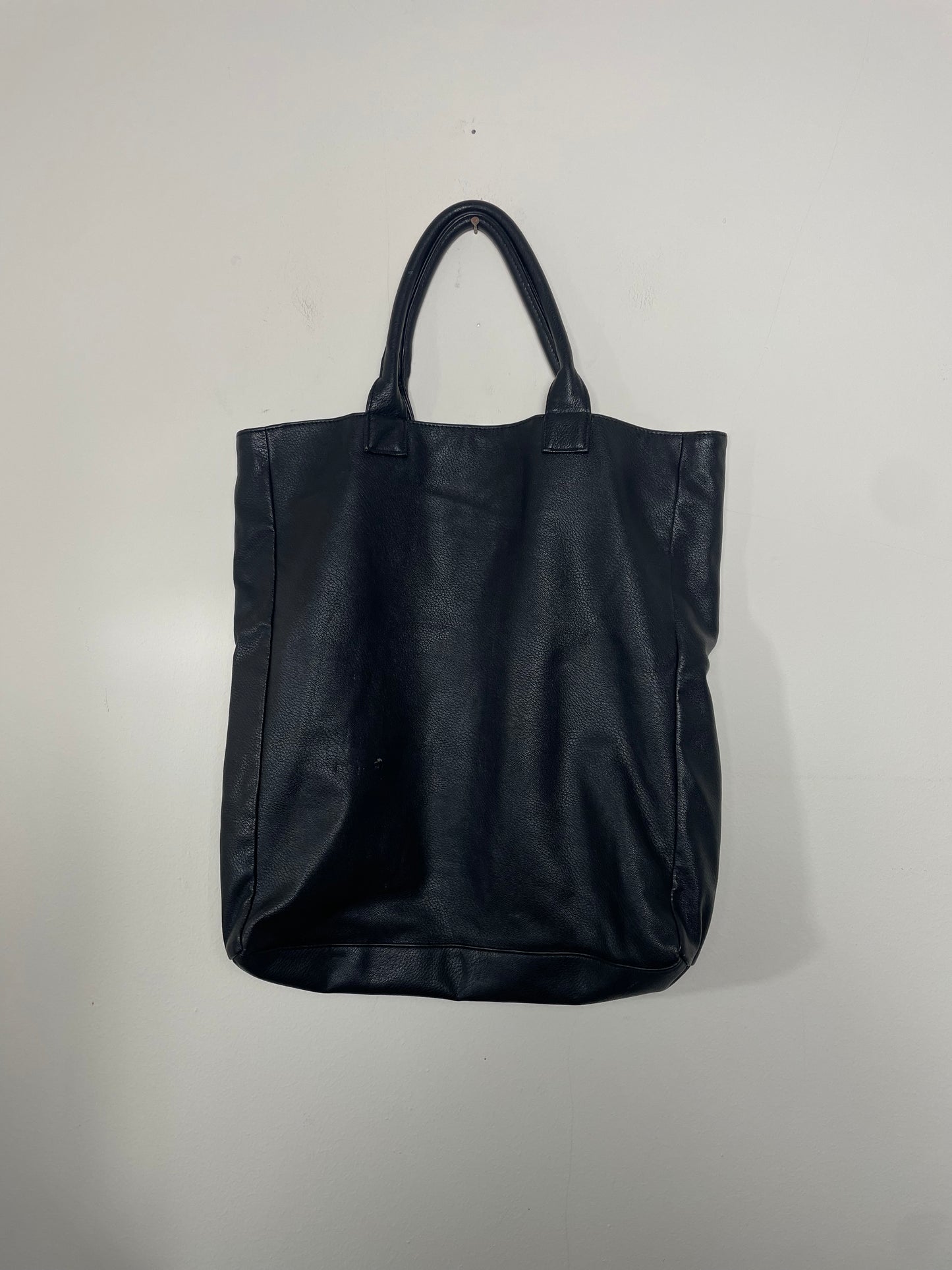 Black Faux Leather Thierry Mugler Shopper Tote Bag