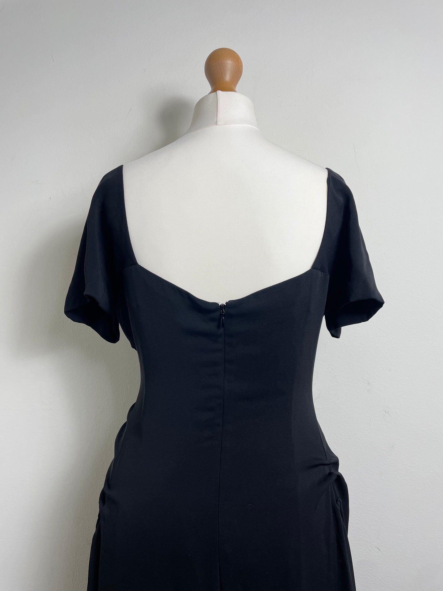 Celine Vintage Black Silk Midi Dress