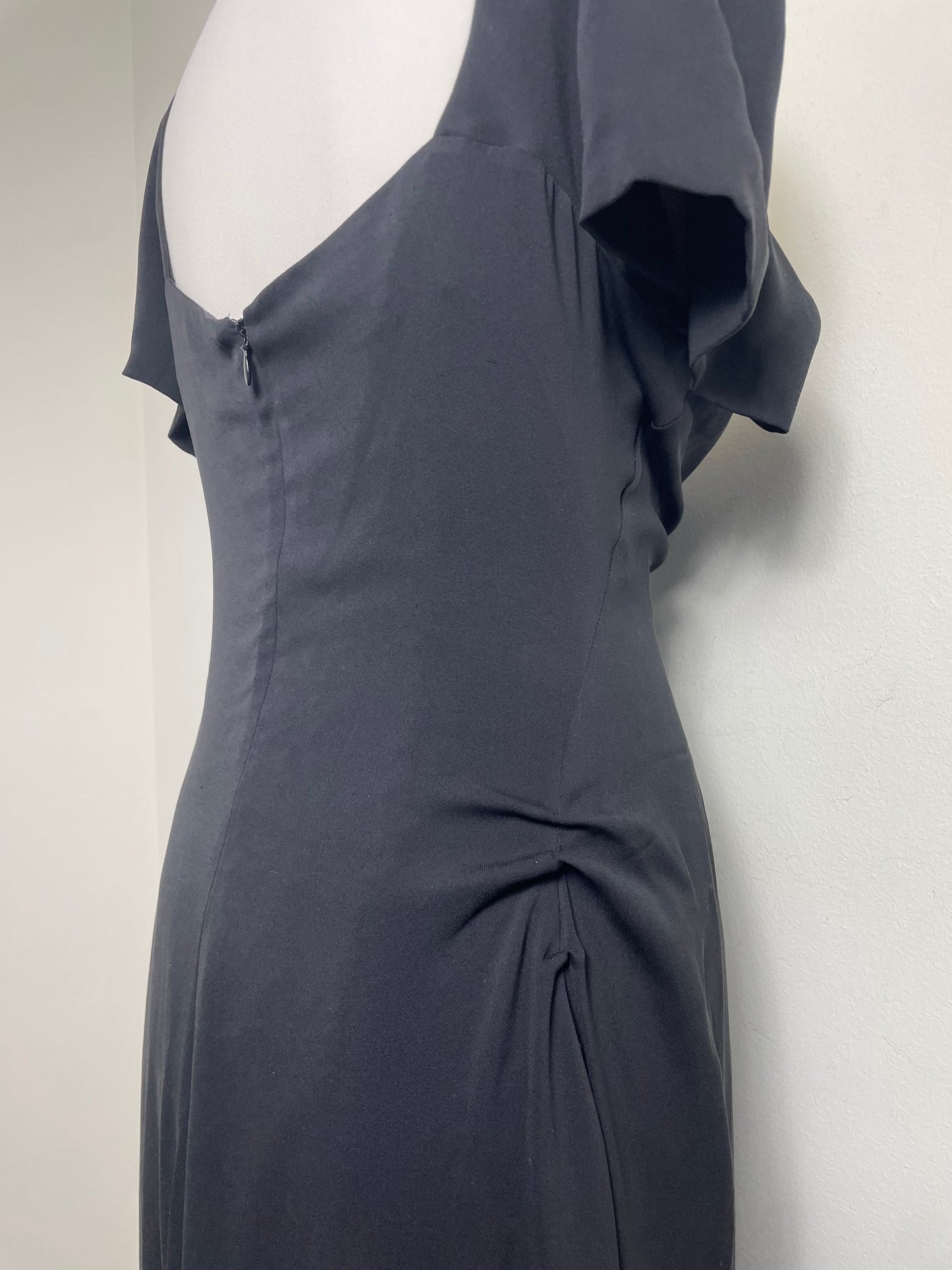 Celine Vintage Black Silk Midi Dress