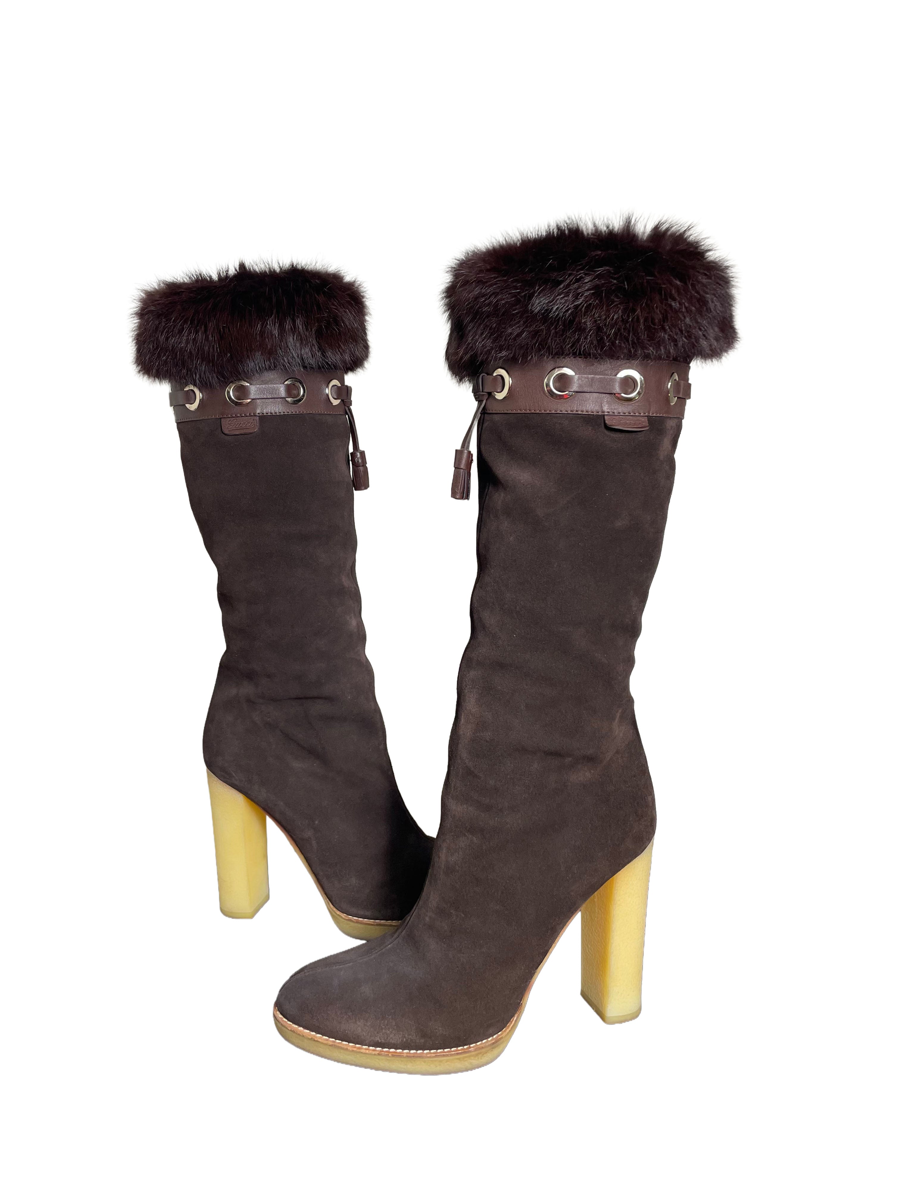 Gucci Suede Mink Boots | Scarz Vintage | Shop Gucci by Tom Ford Boots