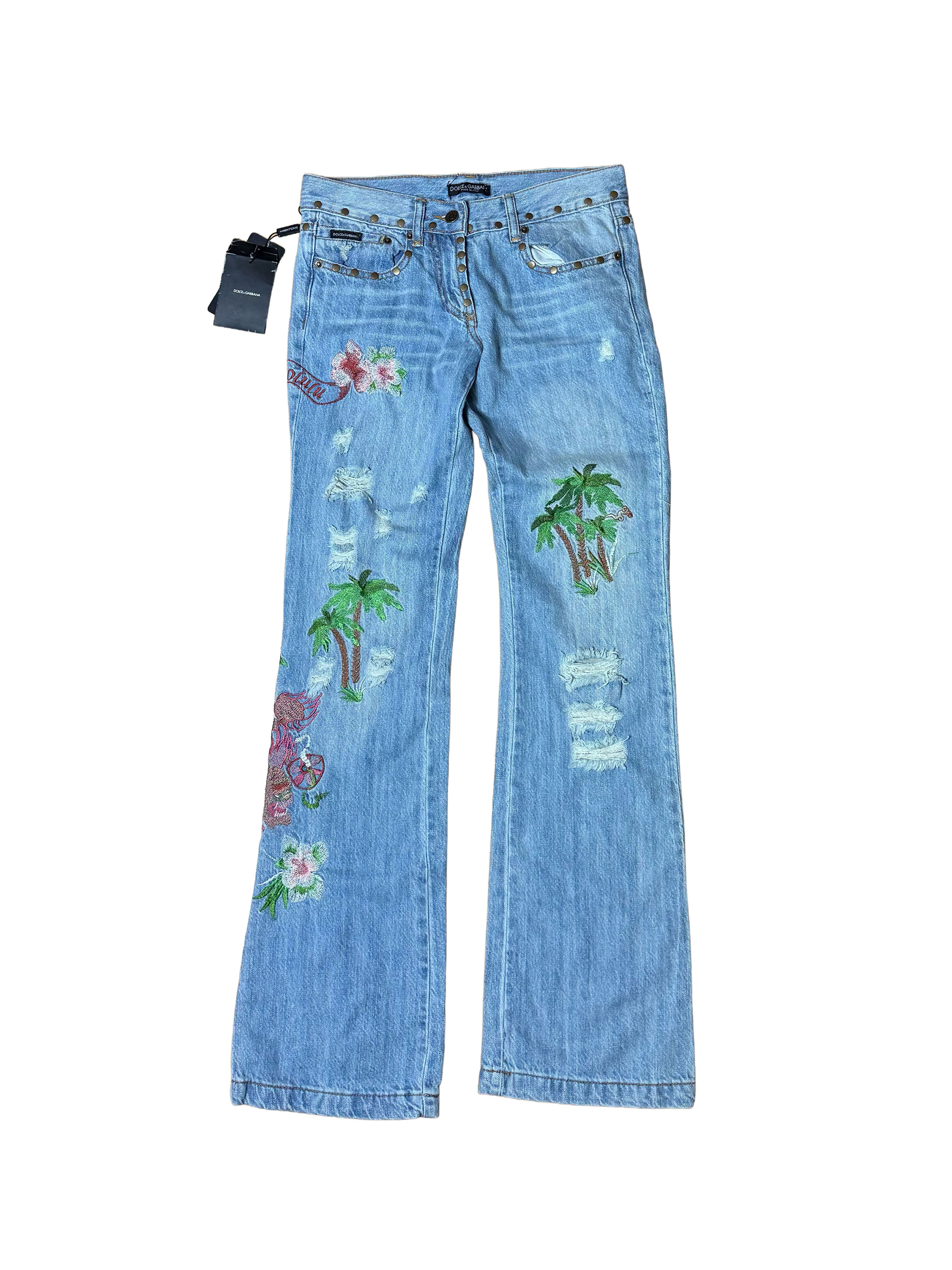 Dolce & Gabbana S2005 Embroidered Jeans | Scarz Vintage | Shop Y2K D&G