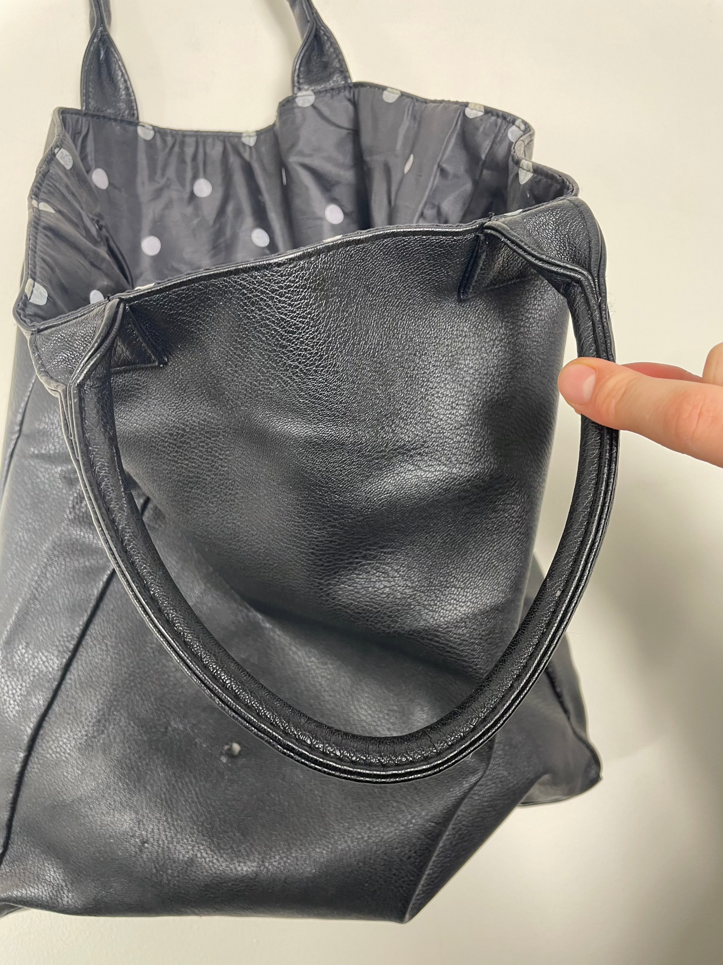 Thierry Mugler Black Faux Leather Shopper Tote Bag