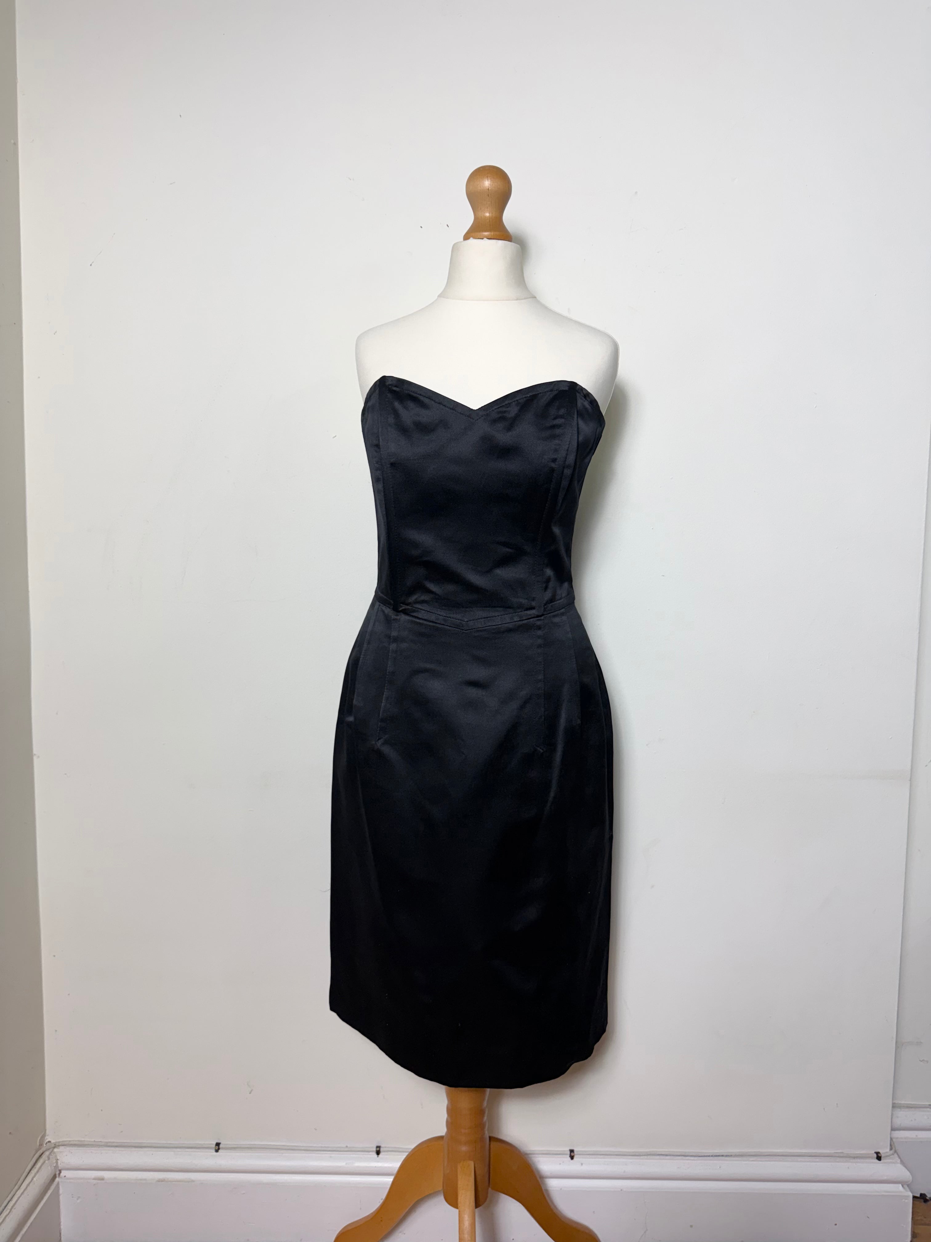 Jil Sander Vintage Silk Black Strapless Mini Dress