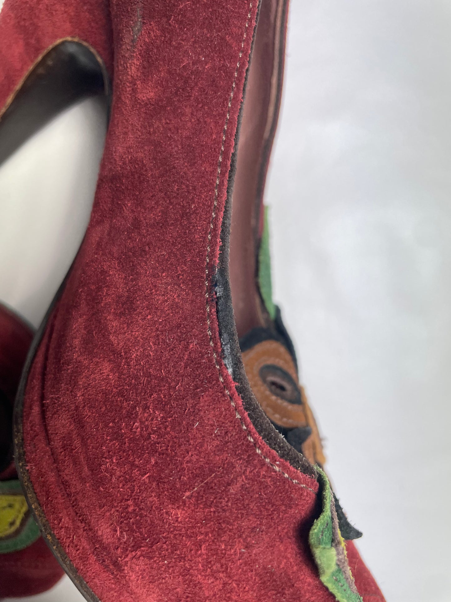 Miu Miu Burgundy Suede Peep Toe Pumps