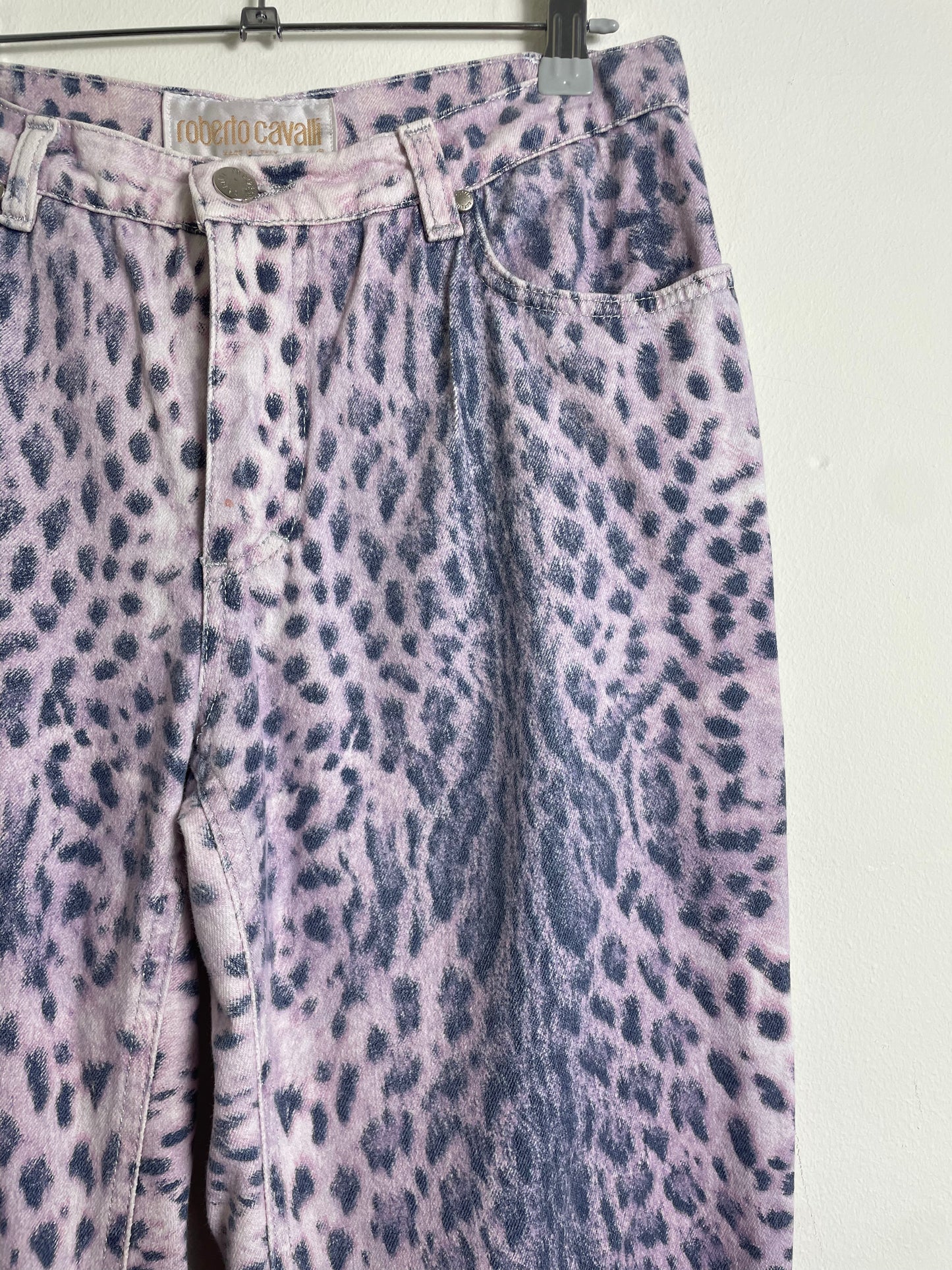 Roberto Cavalli Spring 2000 Purple Leopard Print Jeans