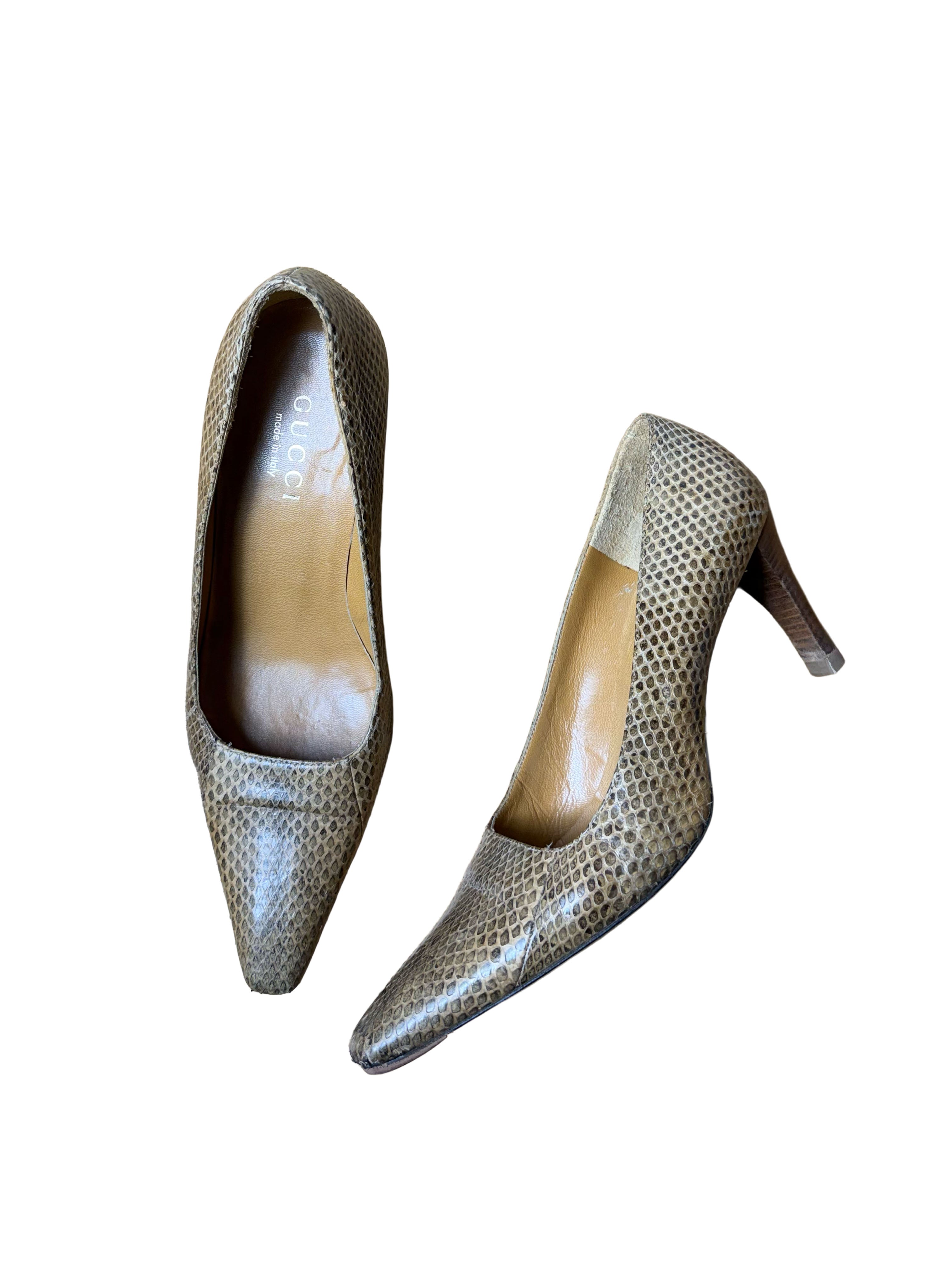 Gucci Ayer 90s Snakeskin Pumps