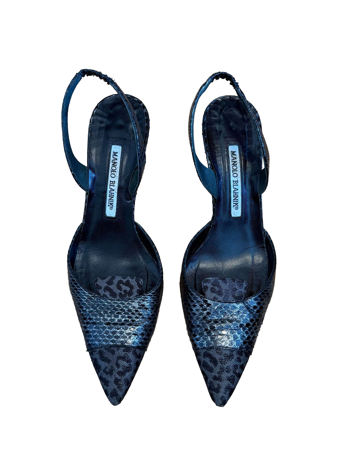 Manolo Blahnik Python & Leopard Slingback Heels