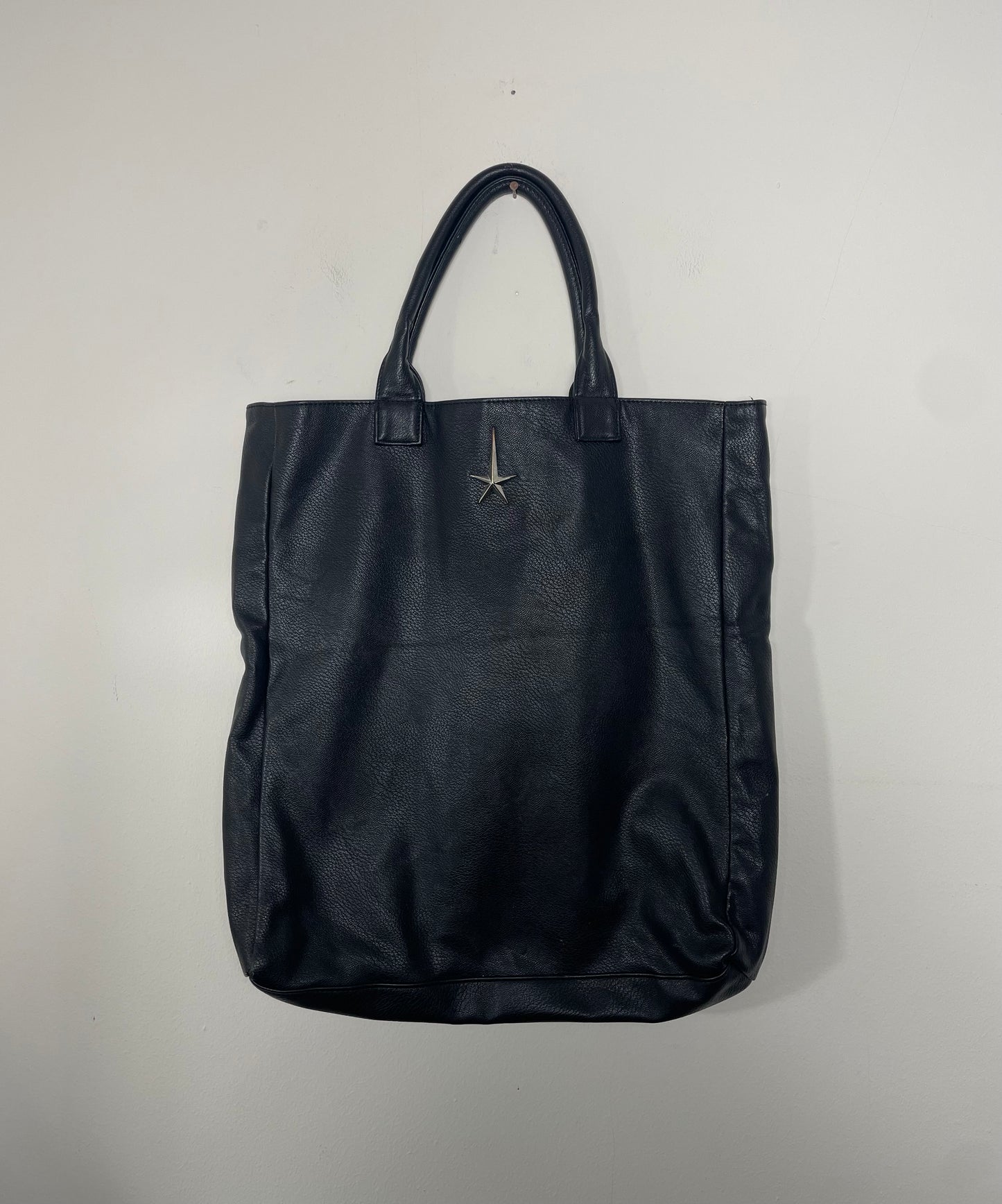 Black Faux Leather Thierry Mugler Shopper Tote Bag
