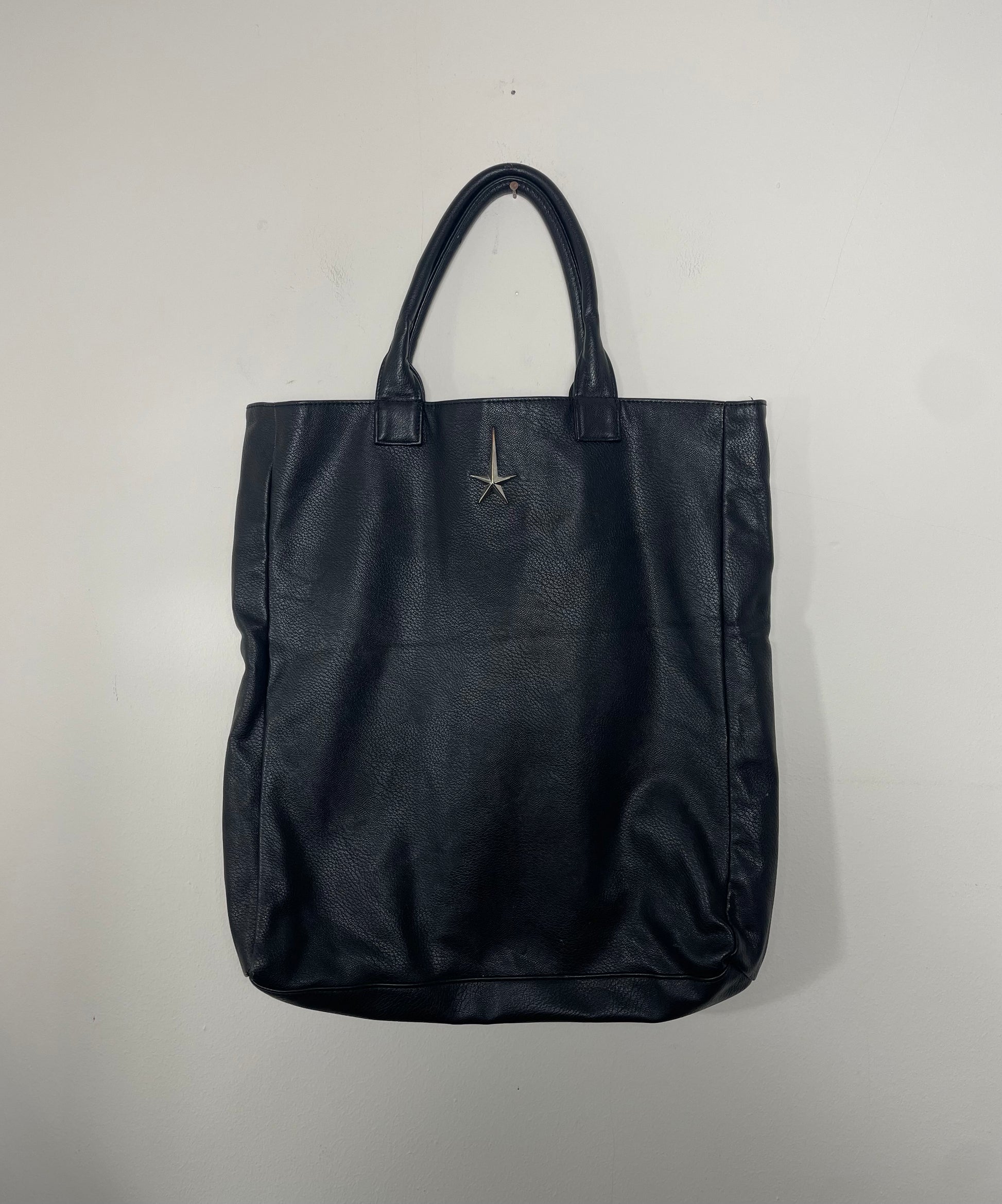 Black Faux Leather Thierry Mugler Shopper Tote Bag