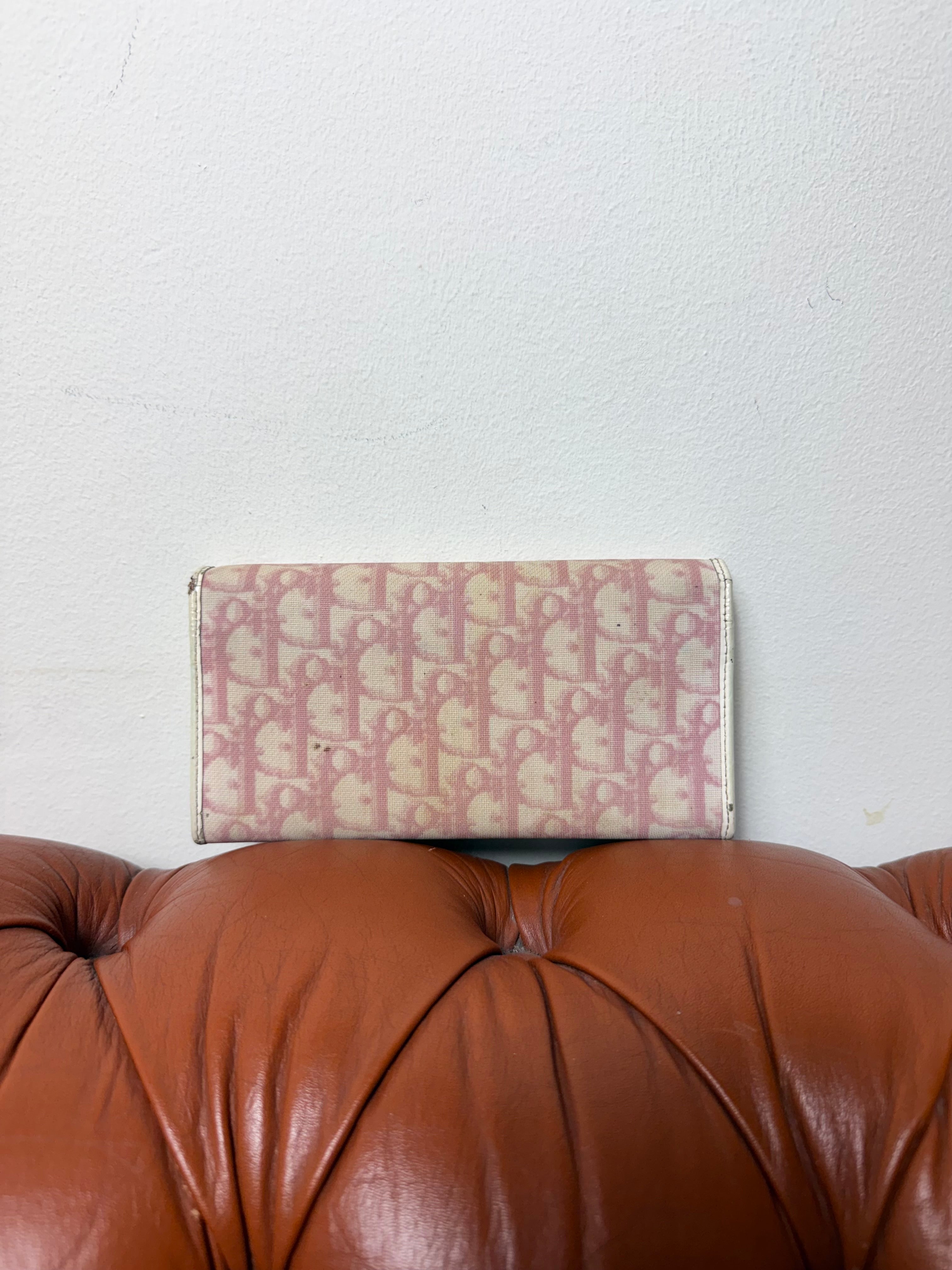 Christian Dior Pink '1' Monogram Canvas Purse / Wallet