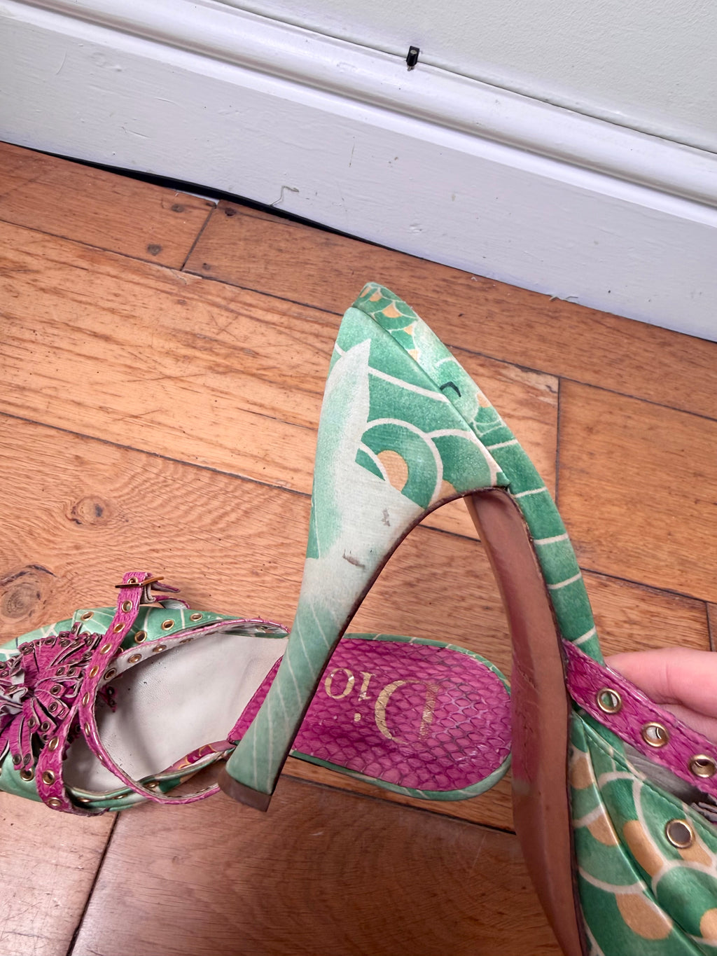 Dior 2003 Floral Koi Print Platform Heels