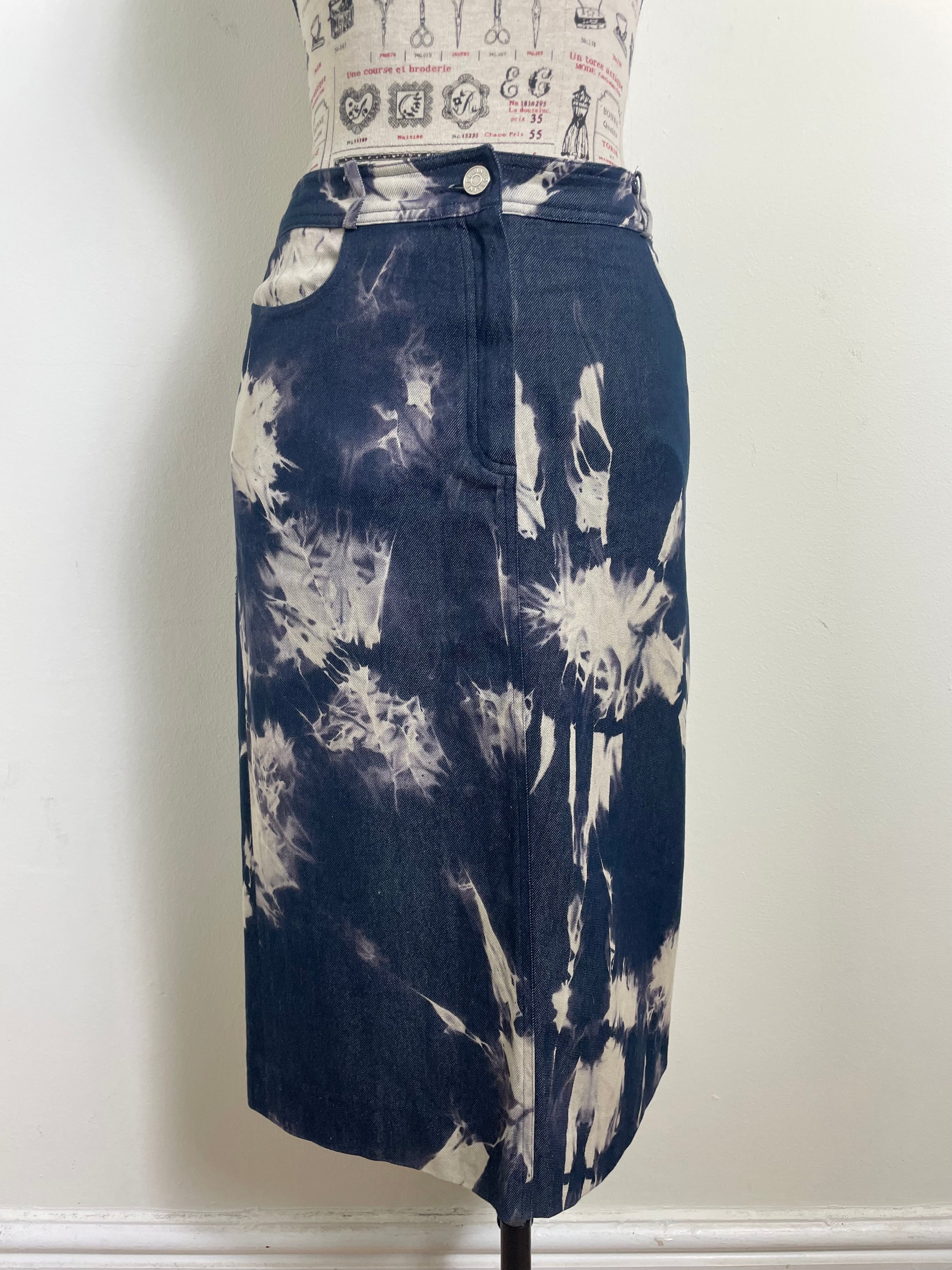 Celine Spring 2000 Vintage Tie Dye Midi Skirt