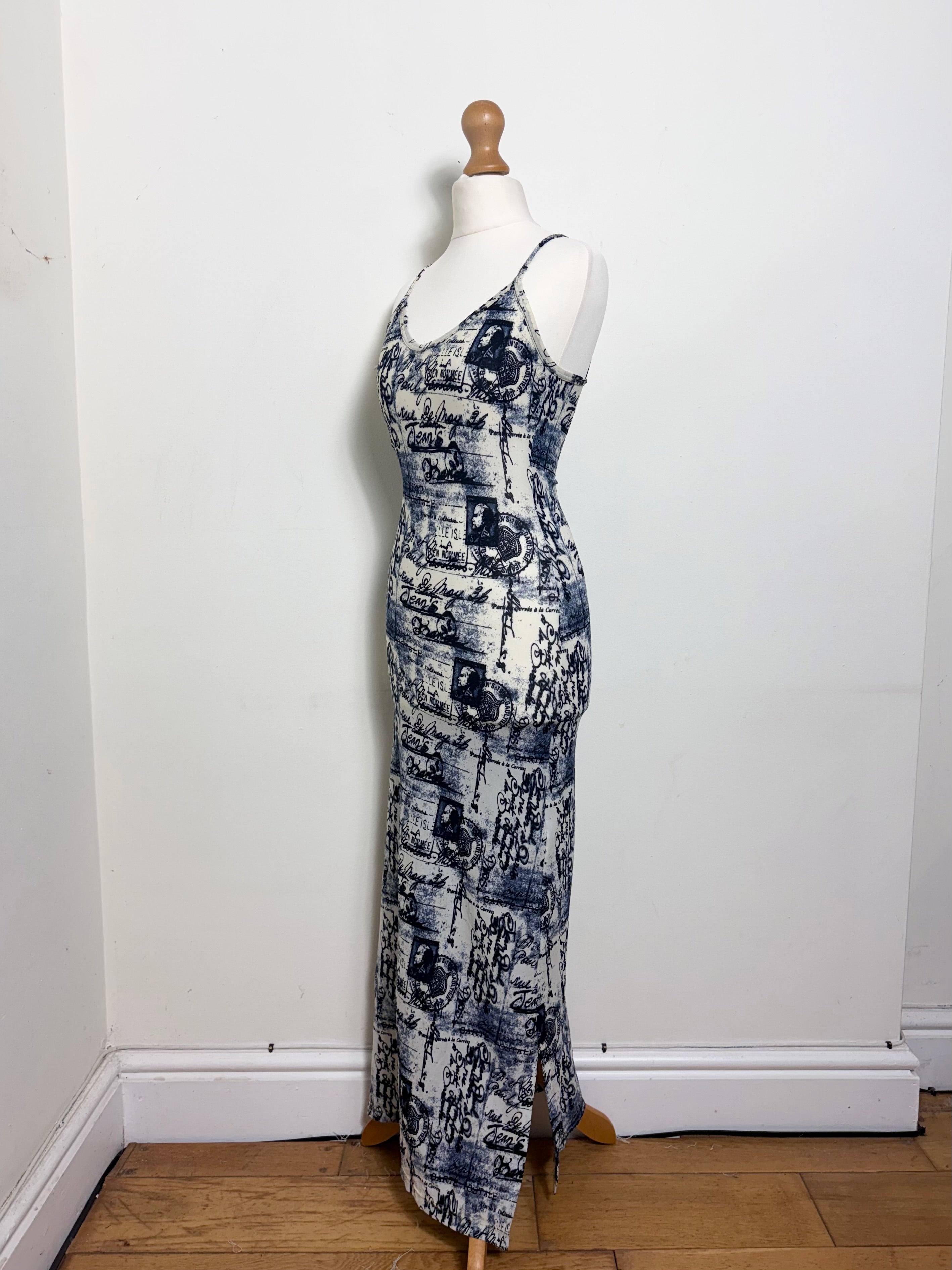 Jean Paul Gaultier 90's Postcard Print Maxi Dress