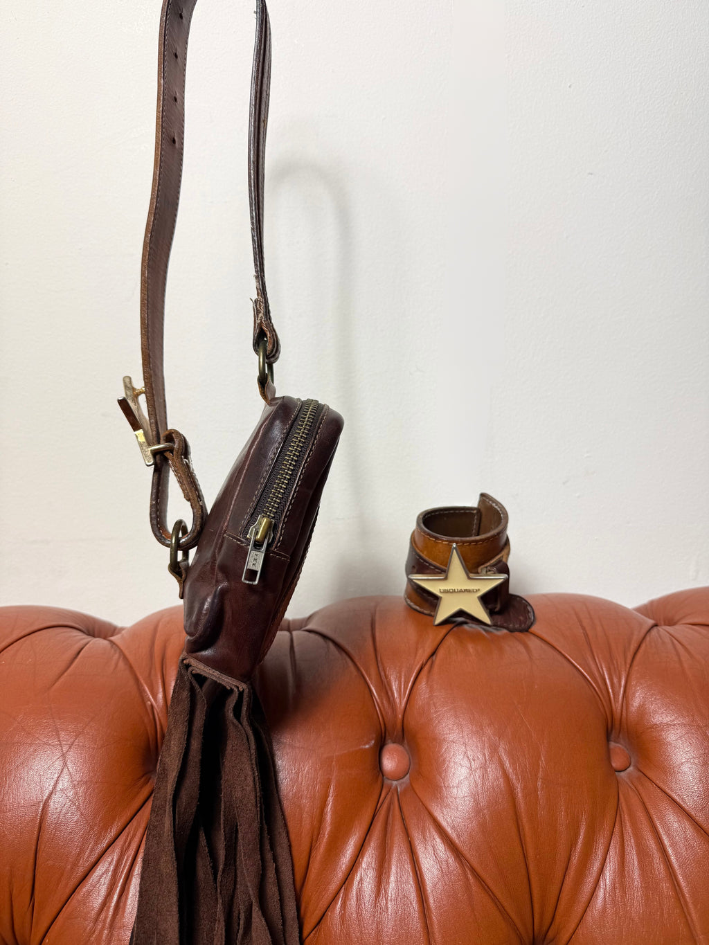 Dsqaured2 2001 Fringe Crossbody Pouch & Bangle