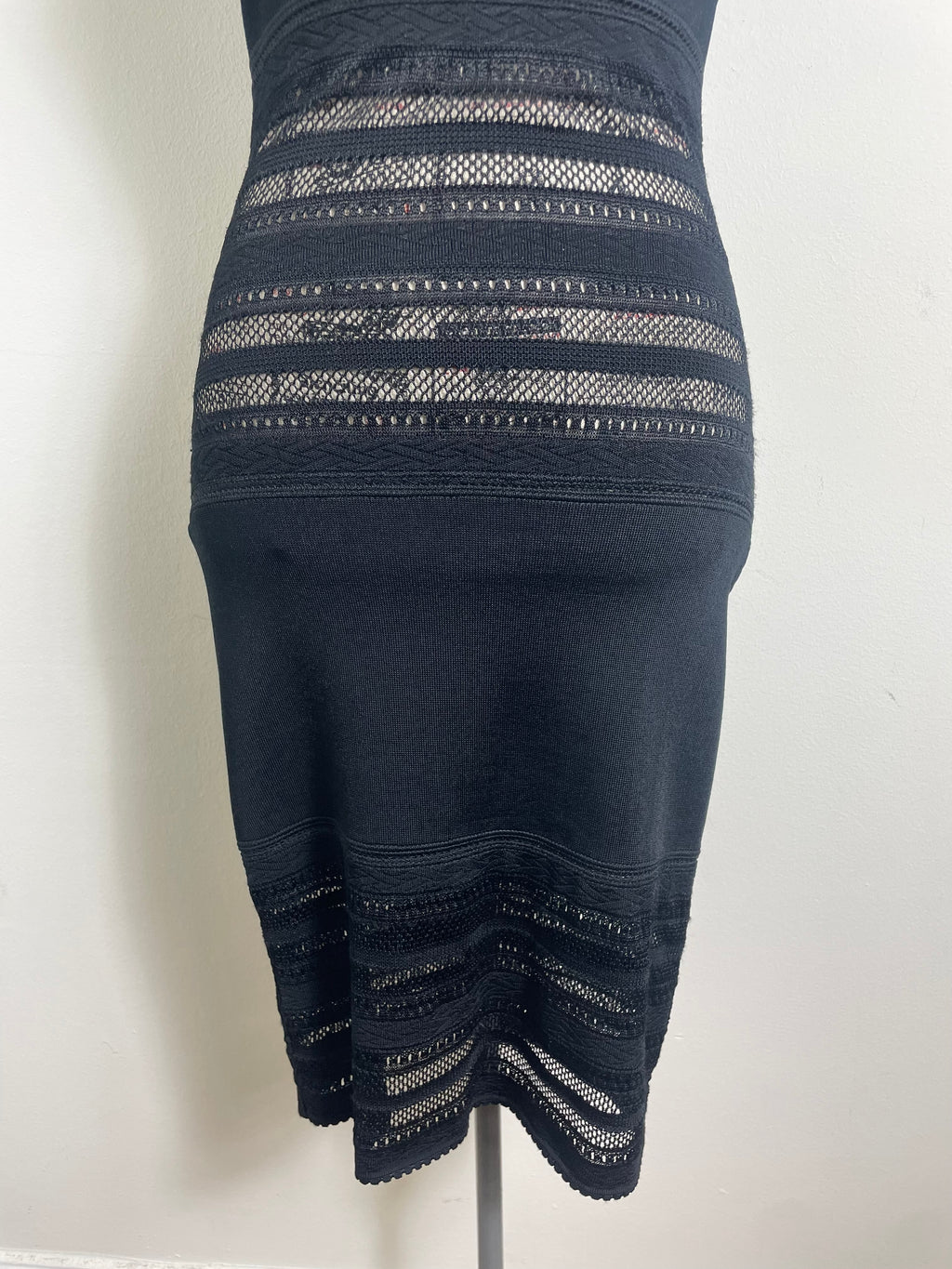 Alaïa Spring 1993 Vintage Crochet Black Insert Knit Dress
