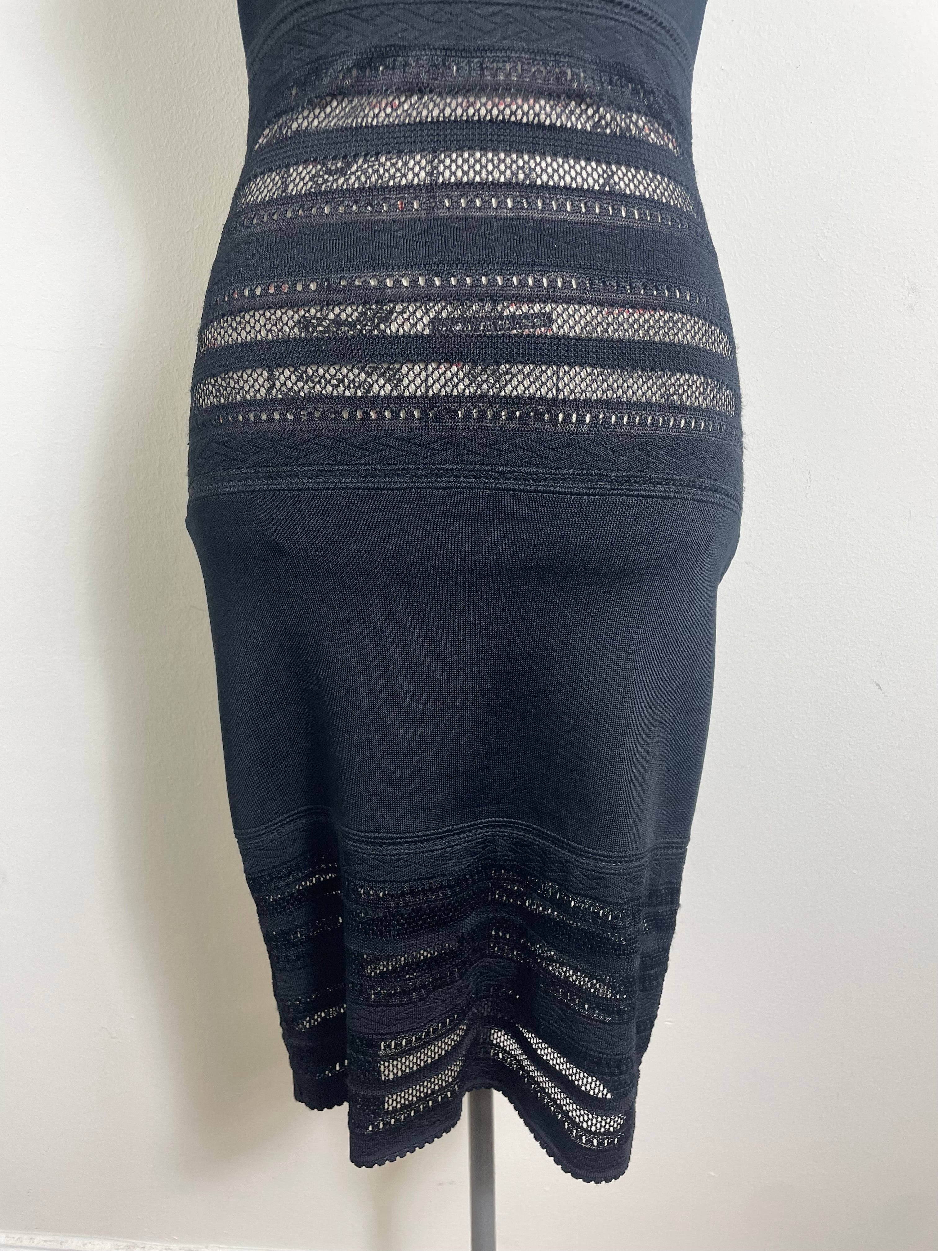 Alaïa Spring 1993 Vintage Crochet Black Insert Knit Dress