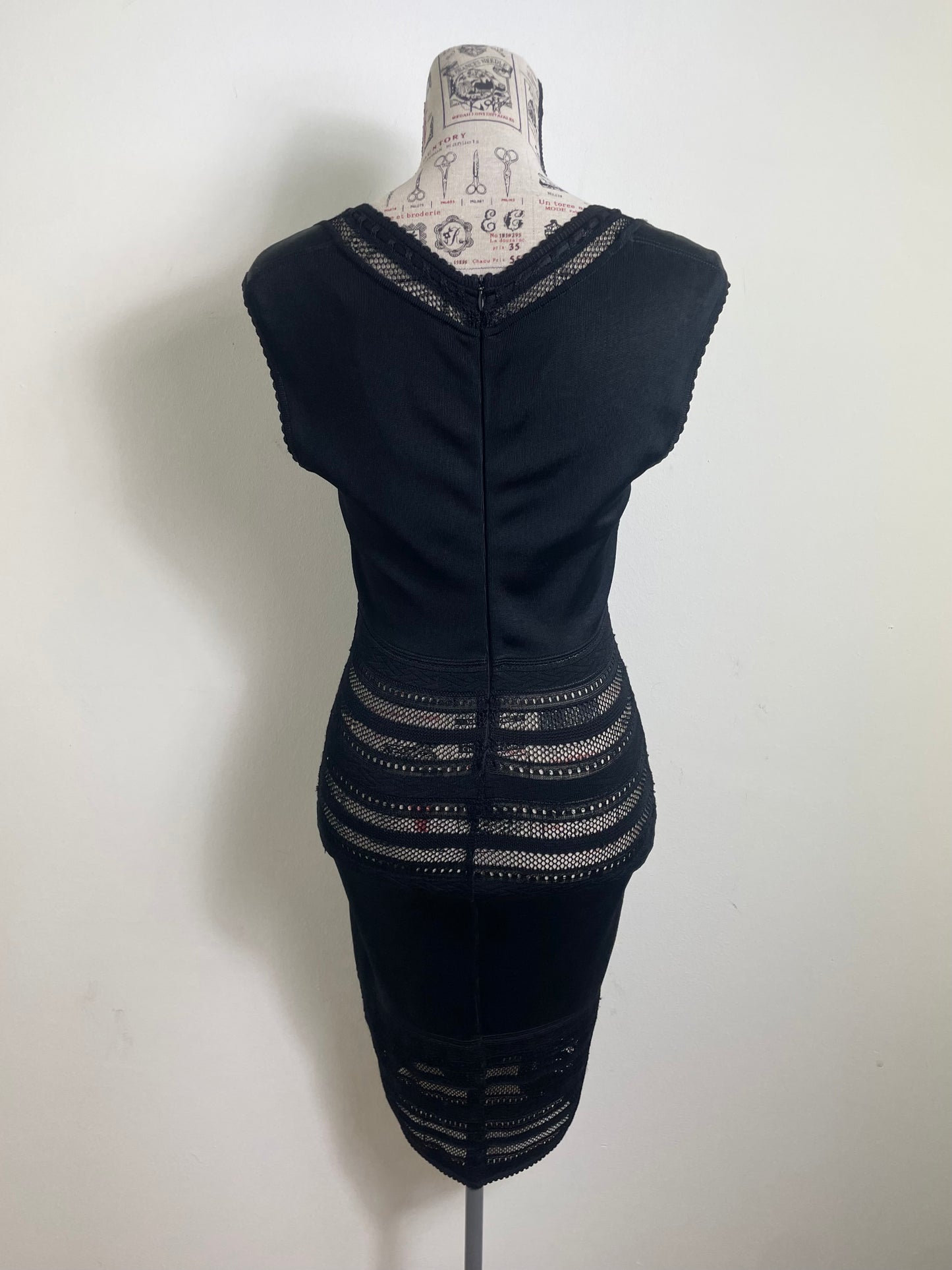 Alaïa Spring 1993 Vintage Crochet Black Insert Knit Dress