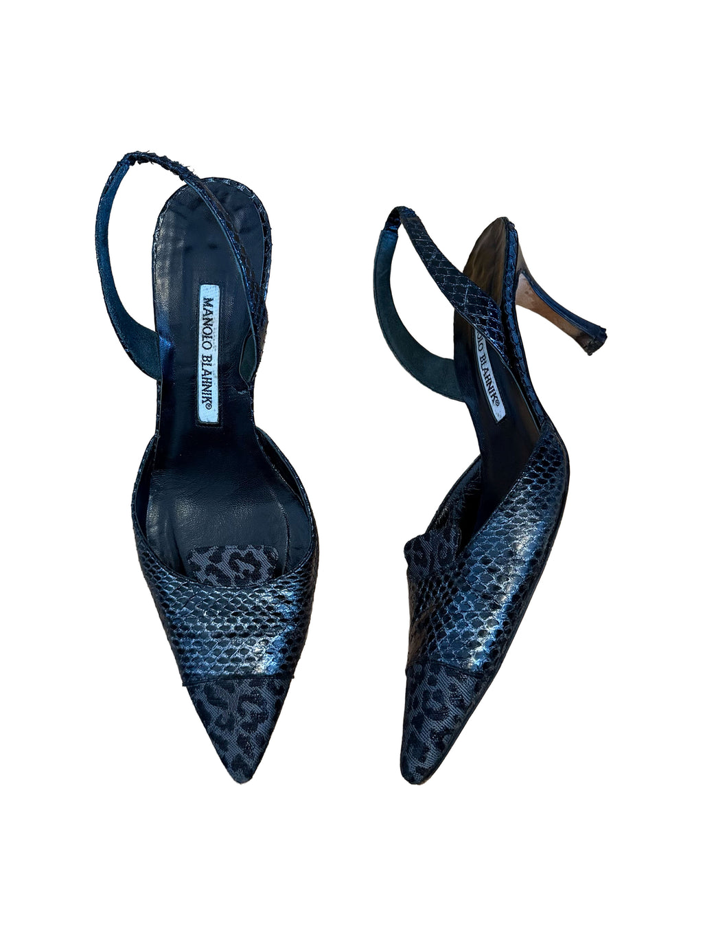 Manolo Blahnik Python & Leopard Slingback Heels