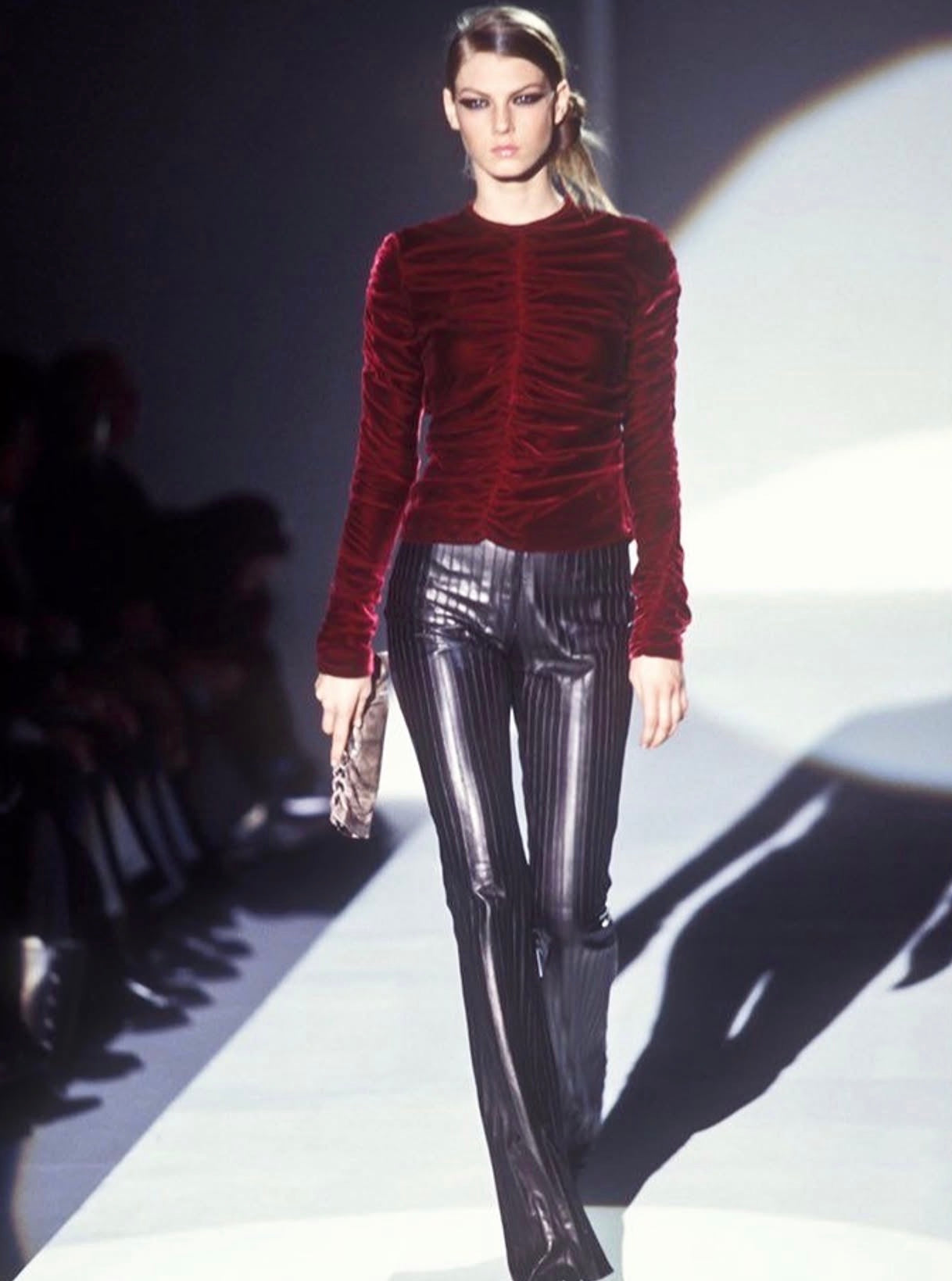 Gucci FW 1999 Pinstripe Leather Bootcut Trousers