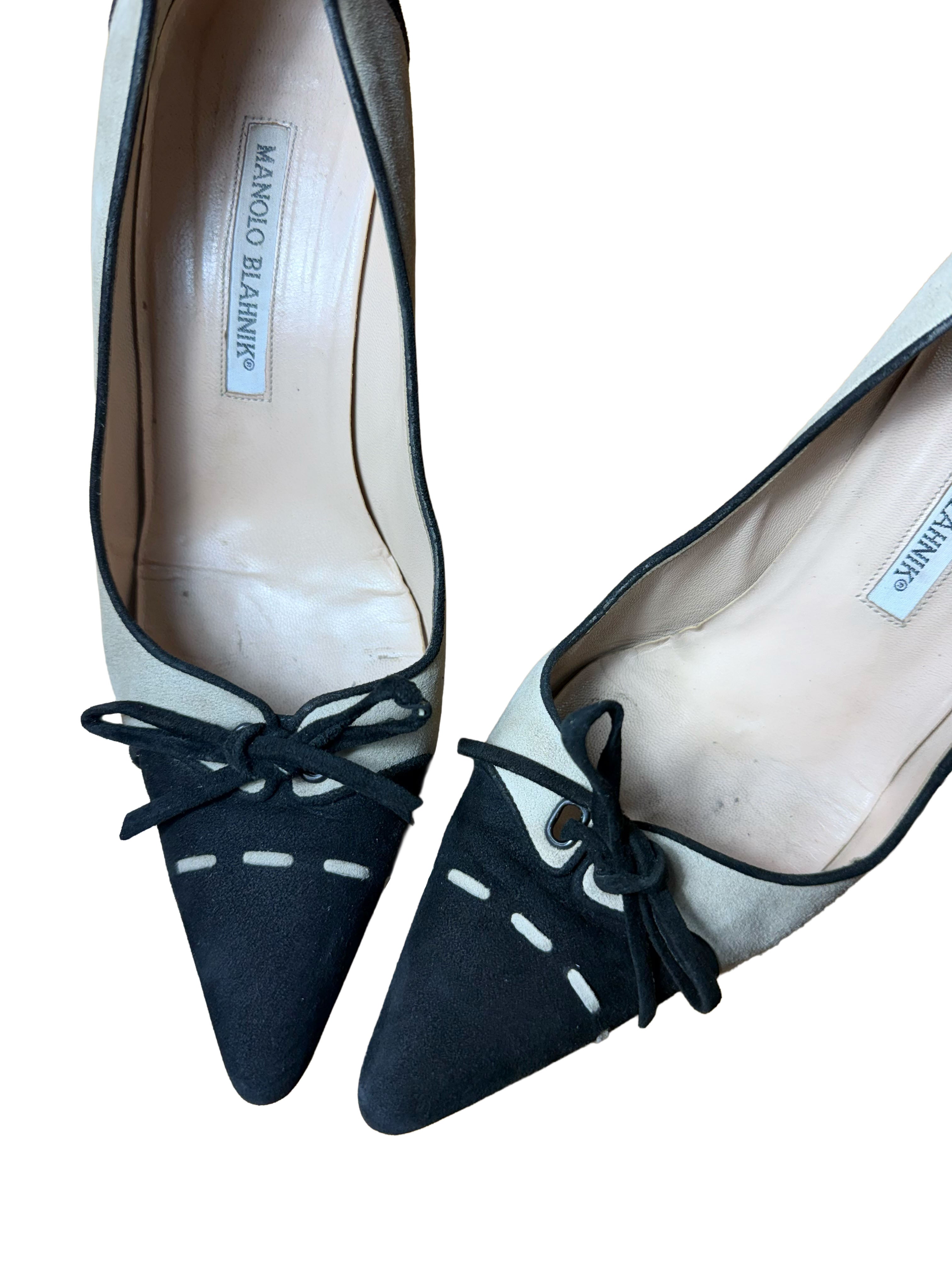 Manolo Blahnik Suede Bow Pumps