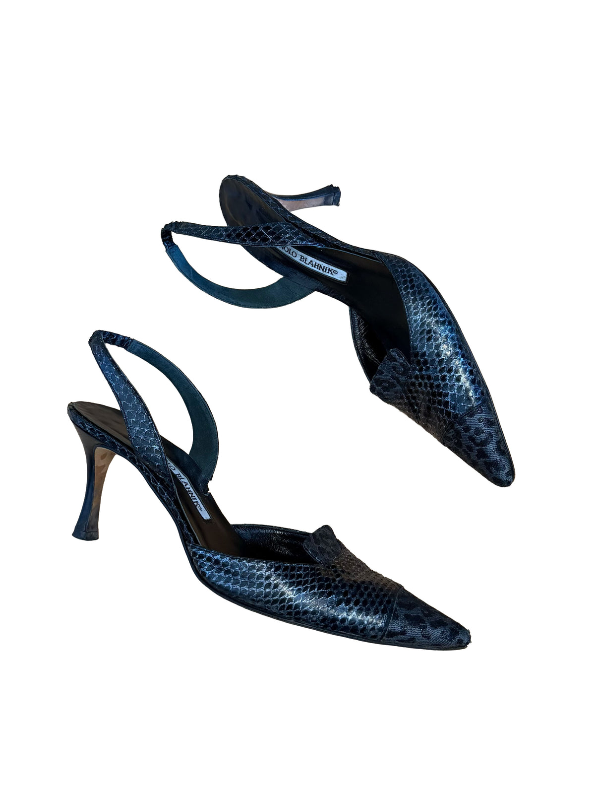 Manolo Blahnik Python & Leopard Slingback Heels