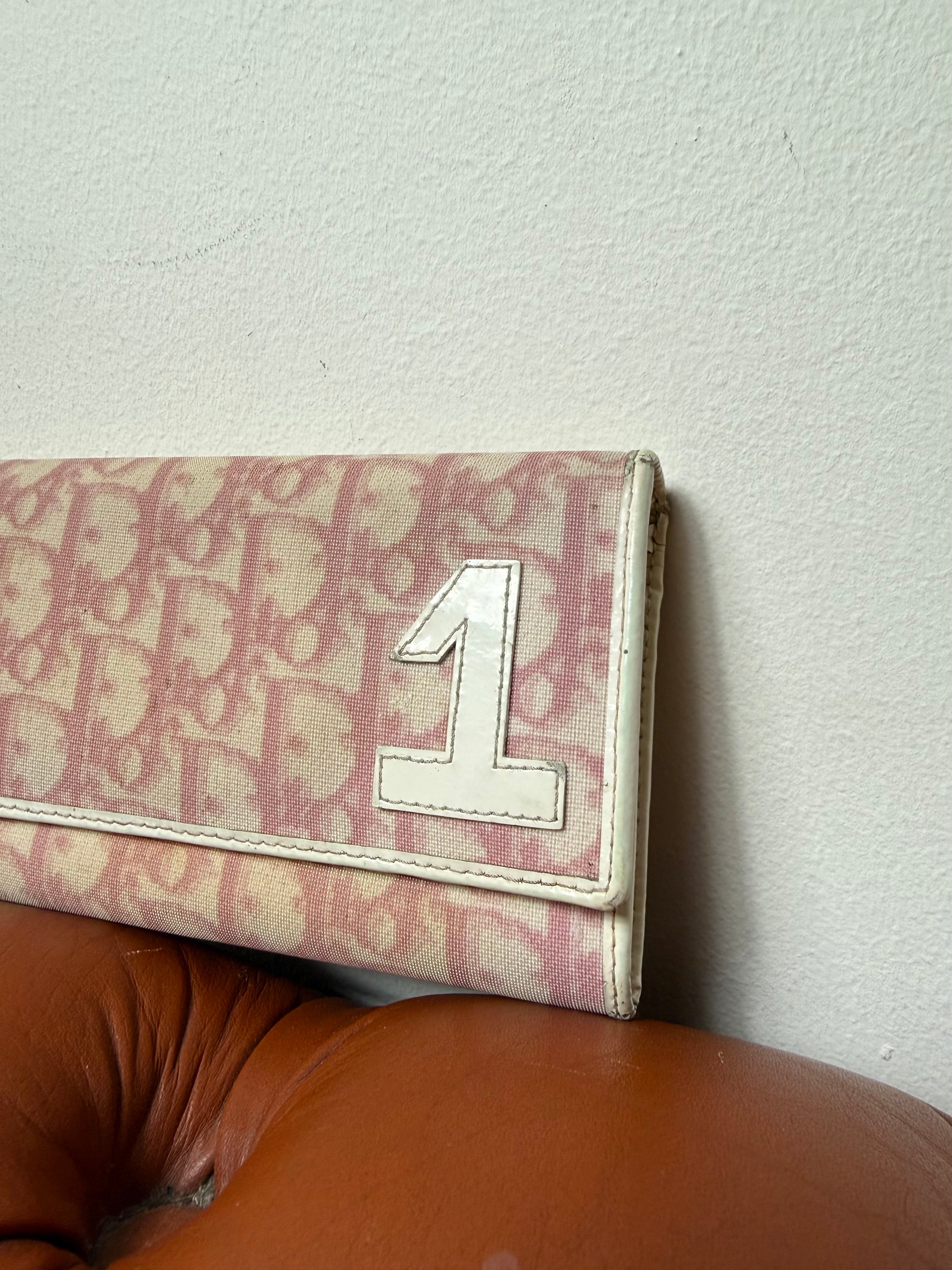 Christian Dior Pink '1' Monogram Canvas Purse / Wallet