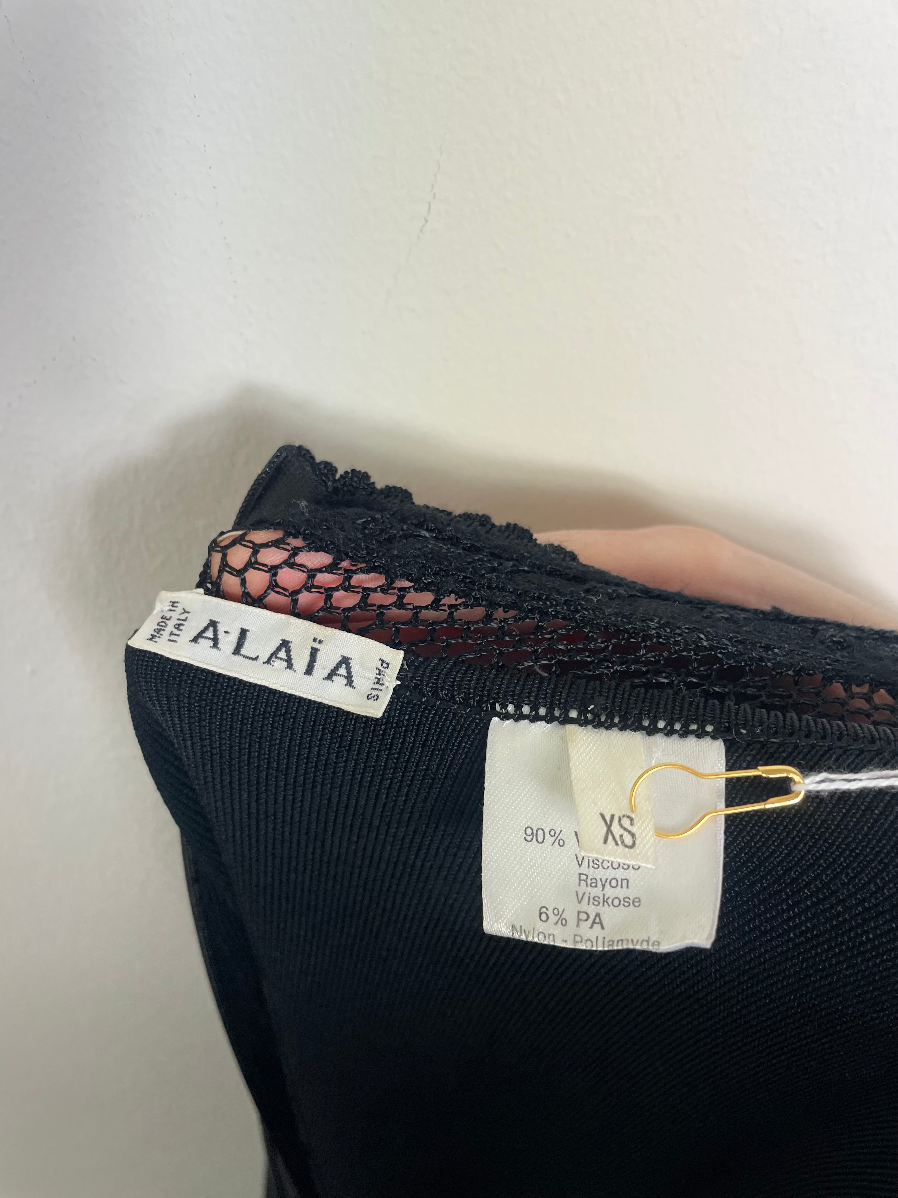 Alaïa Spring 1993 Vintage Crochet Black Insert Knit Dress