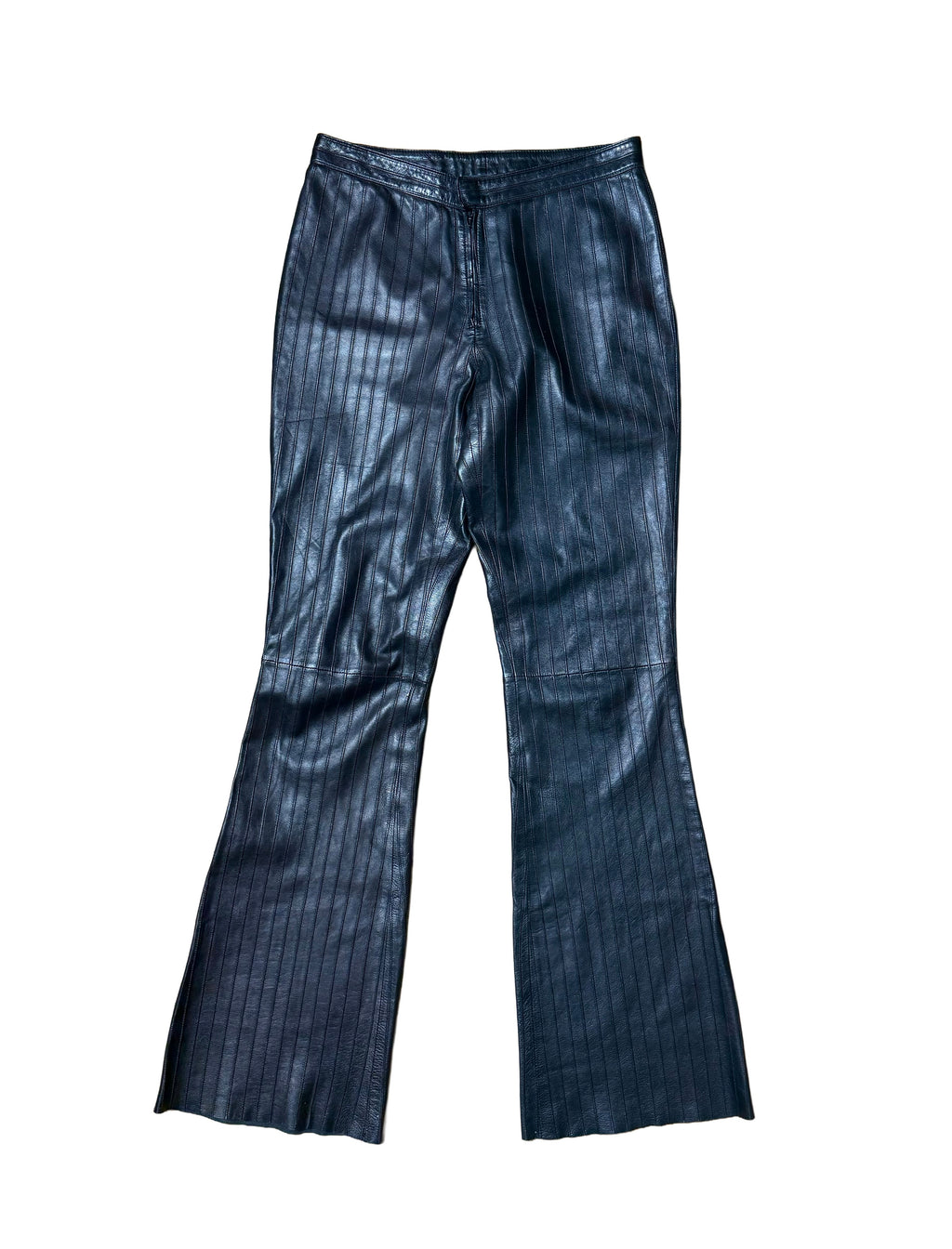 Gucci FW 1999 Pinstripe Leather Bootcut Trousers