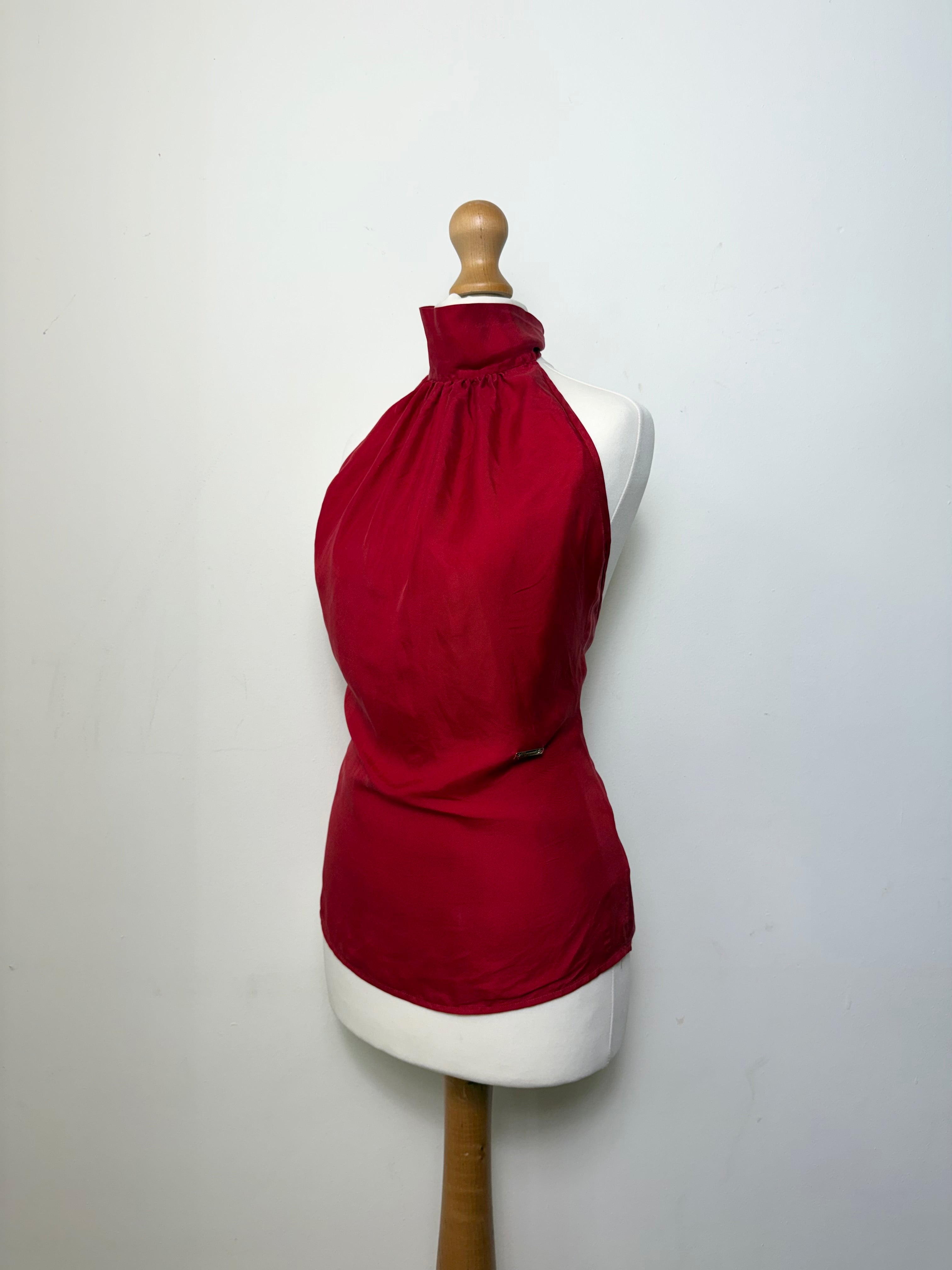 Dsqaured2 2000's Red Halter-neck Backless Satin Top