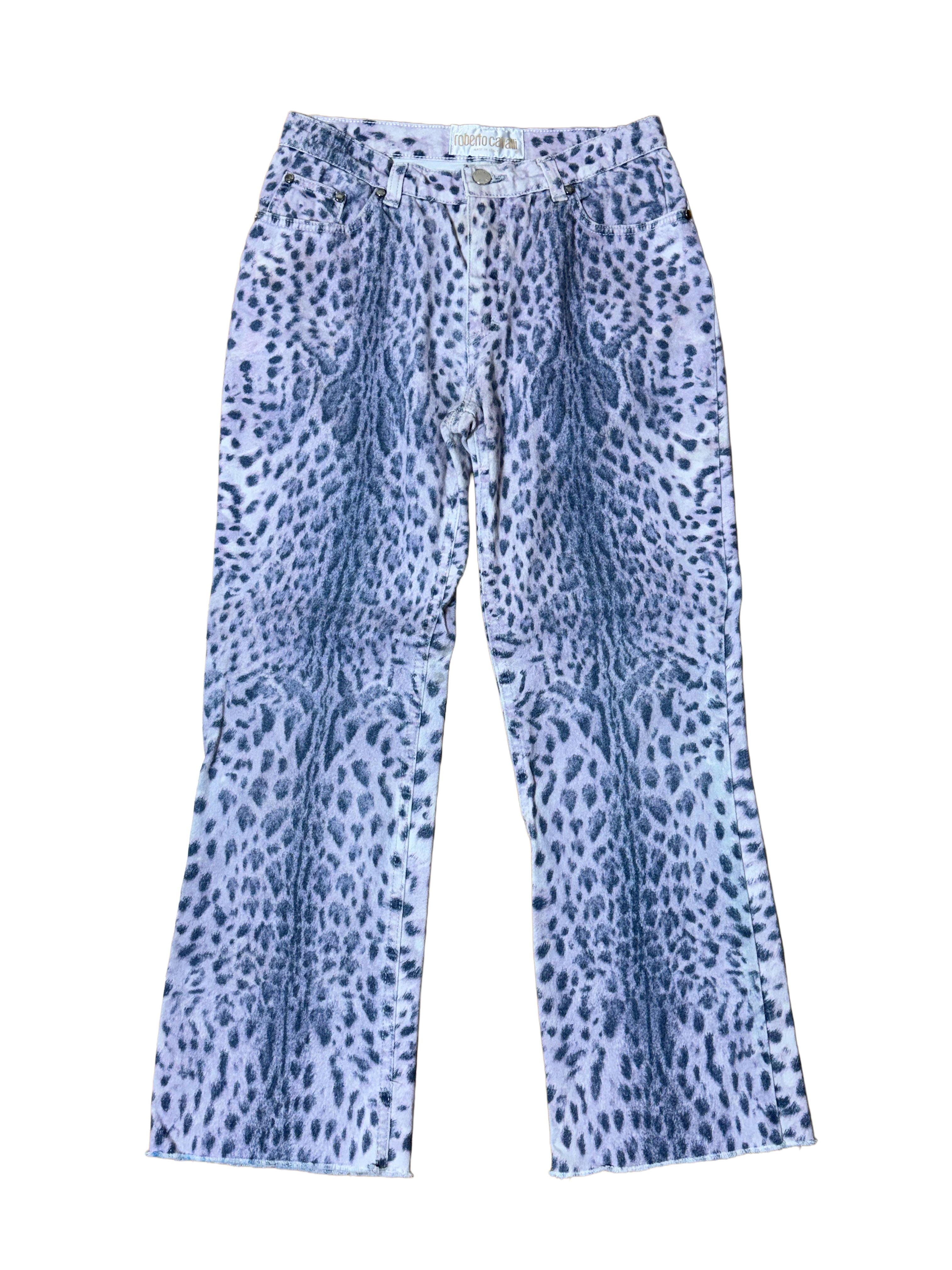 Roberto Cavalli Spring 2000 Purple Leopard Print Jeans