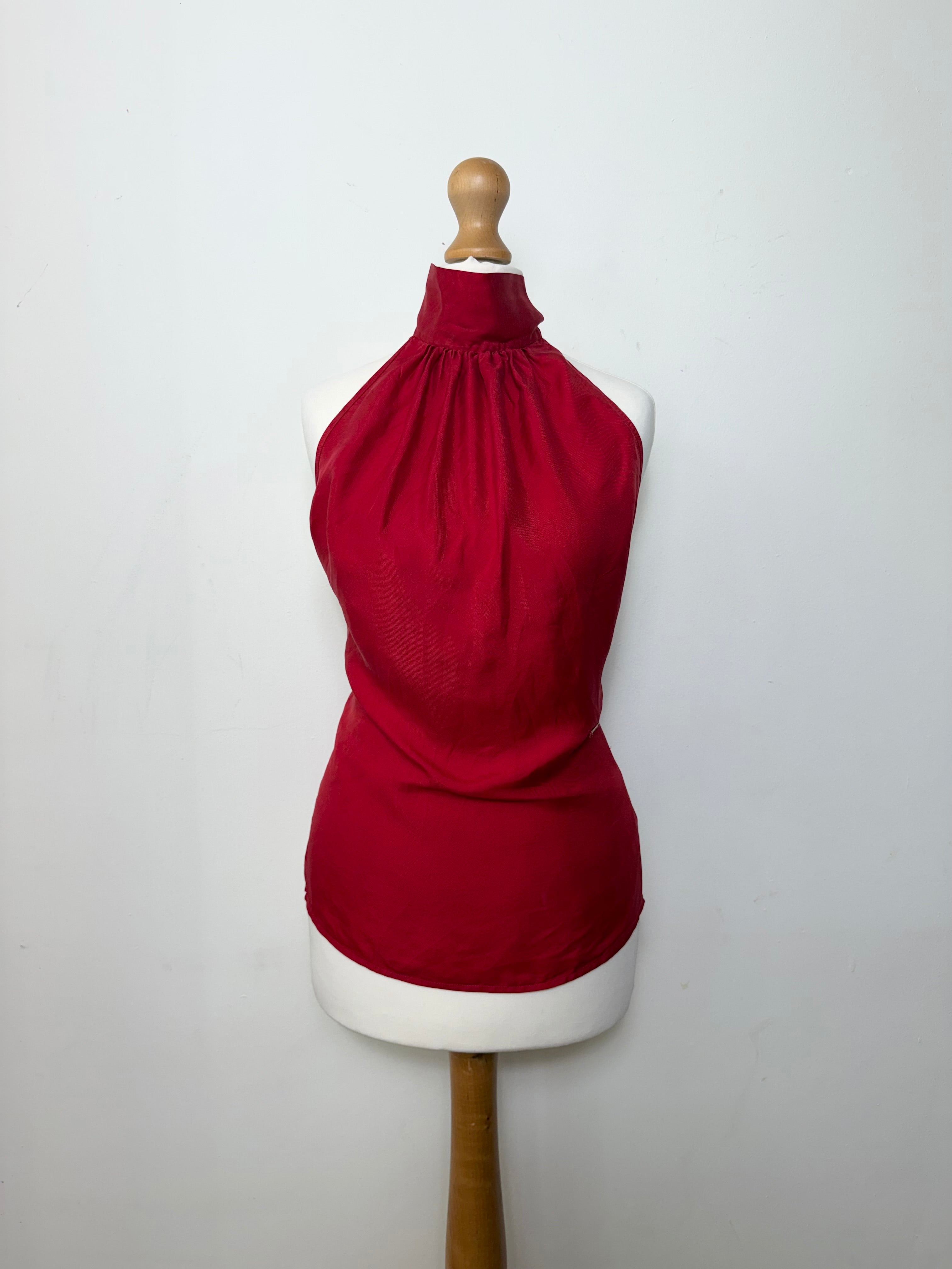 Dsqaured2 2000's Red Halter-neck Backless Satin Top
