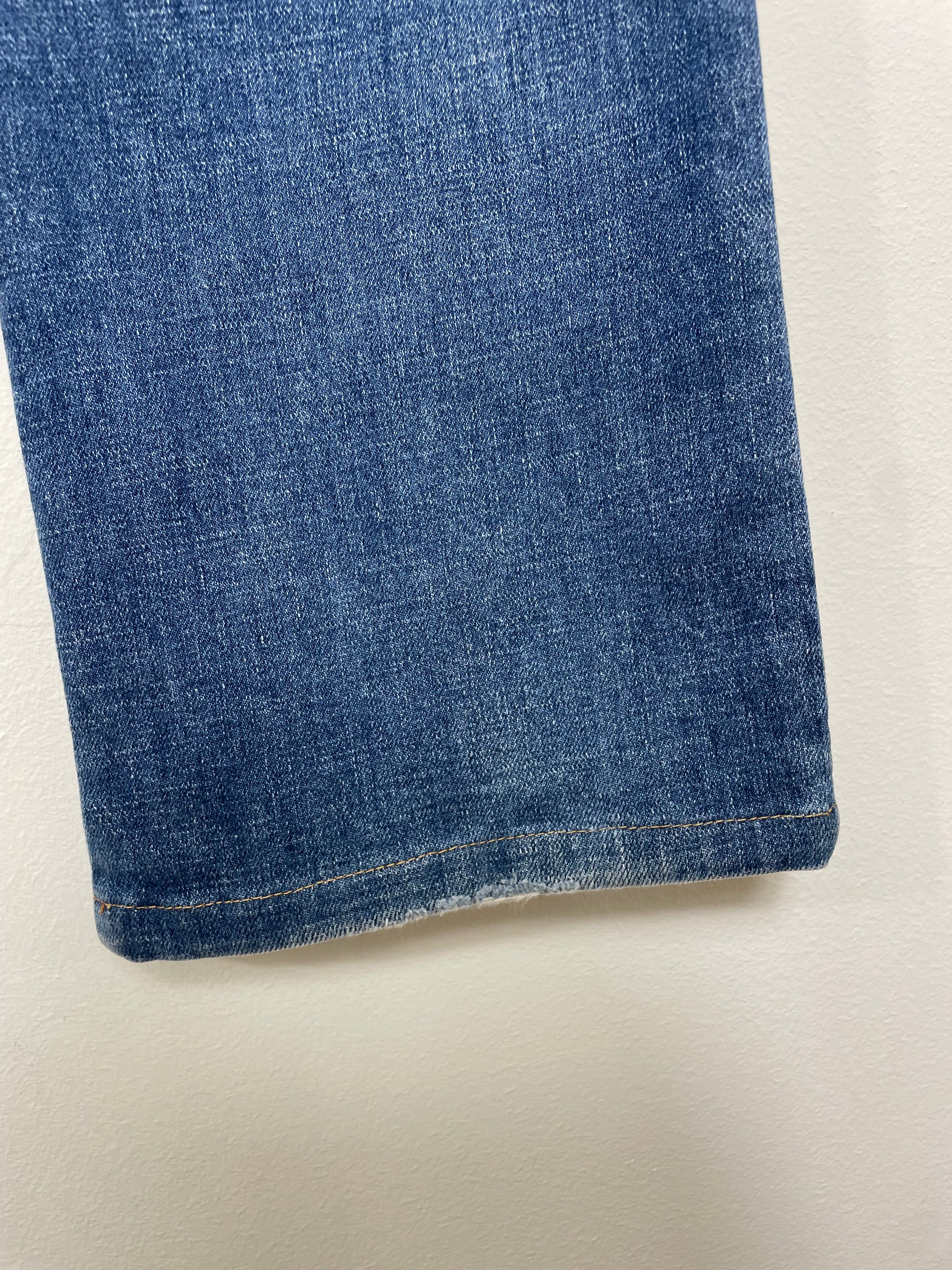 Roberto Cavalli Straight-Leg Denim Jeans with Black Parallel Stripes