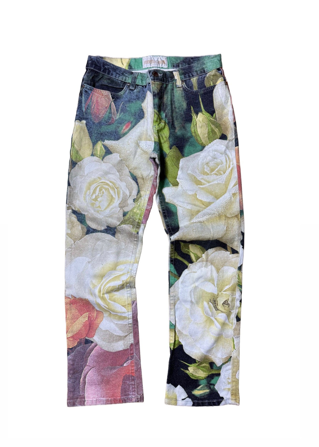 Roberto Cavalli Garden Rose Print Jeans