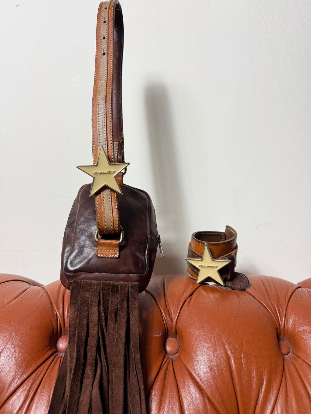 Dsqaured2 2001 Fringe Crossbody Pouch & Bangle