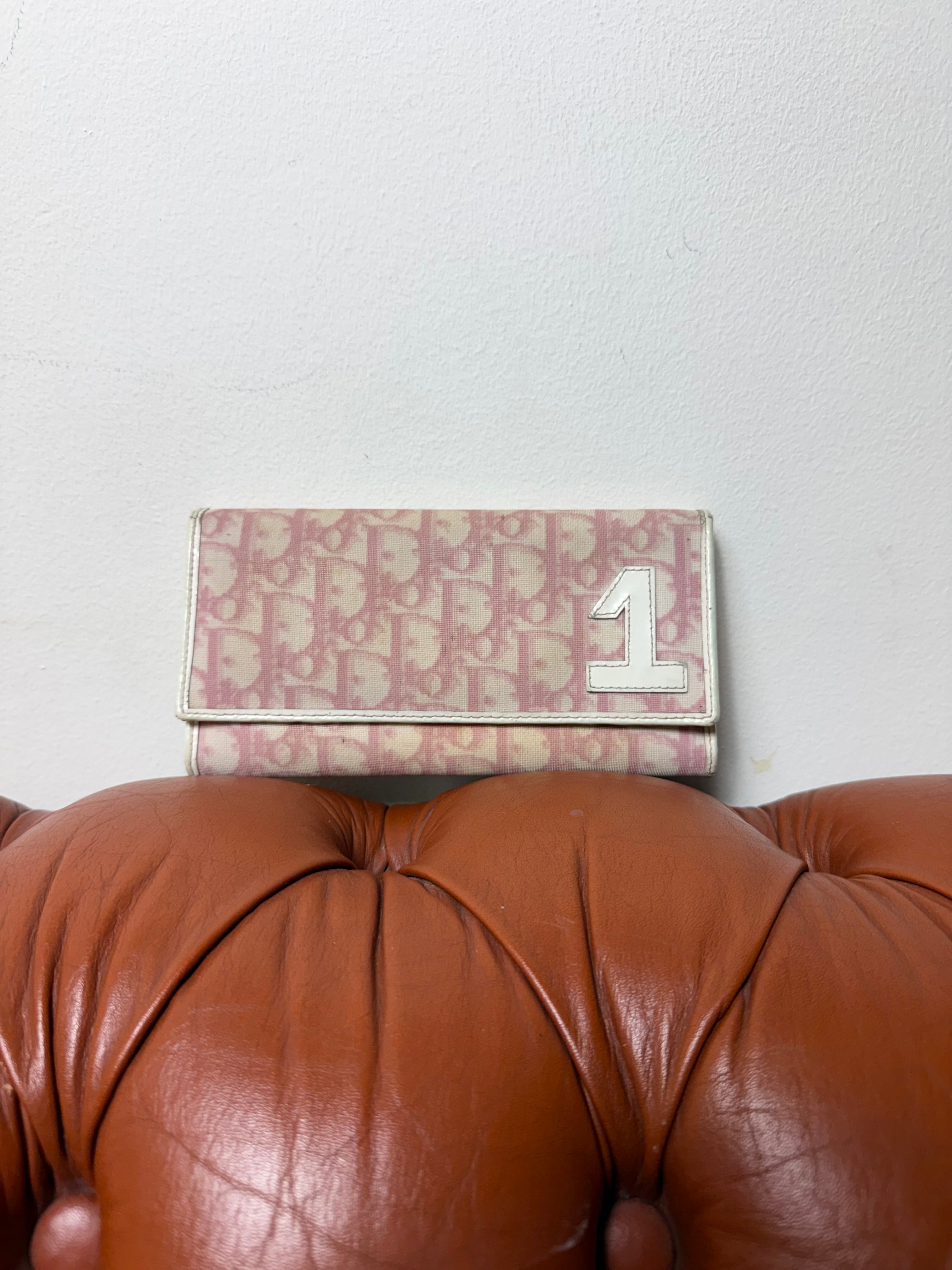 Christian Dior Pink '1' Monogram Canvas Purse / Wallet