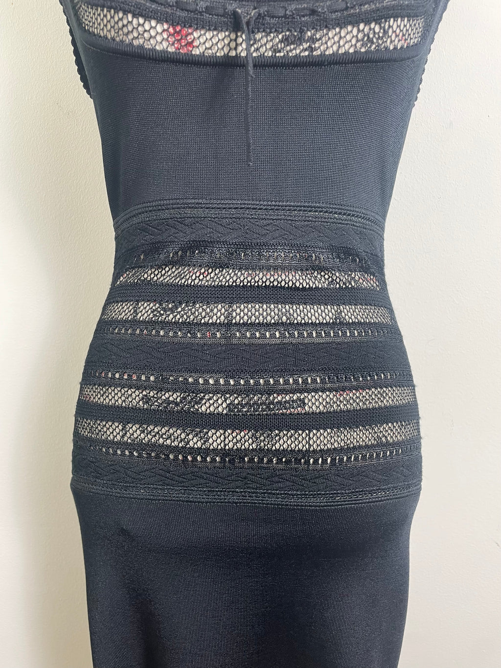 Alaïa Spring 1993 Vintage Crochet Black Insert Knit Dress