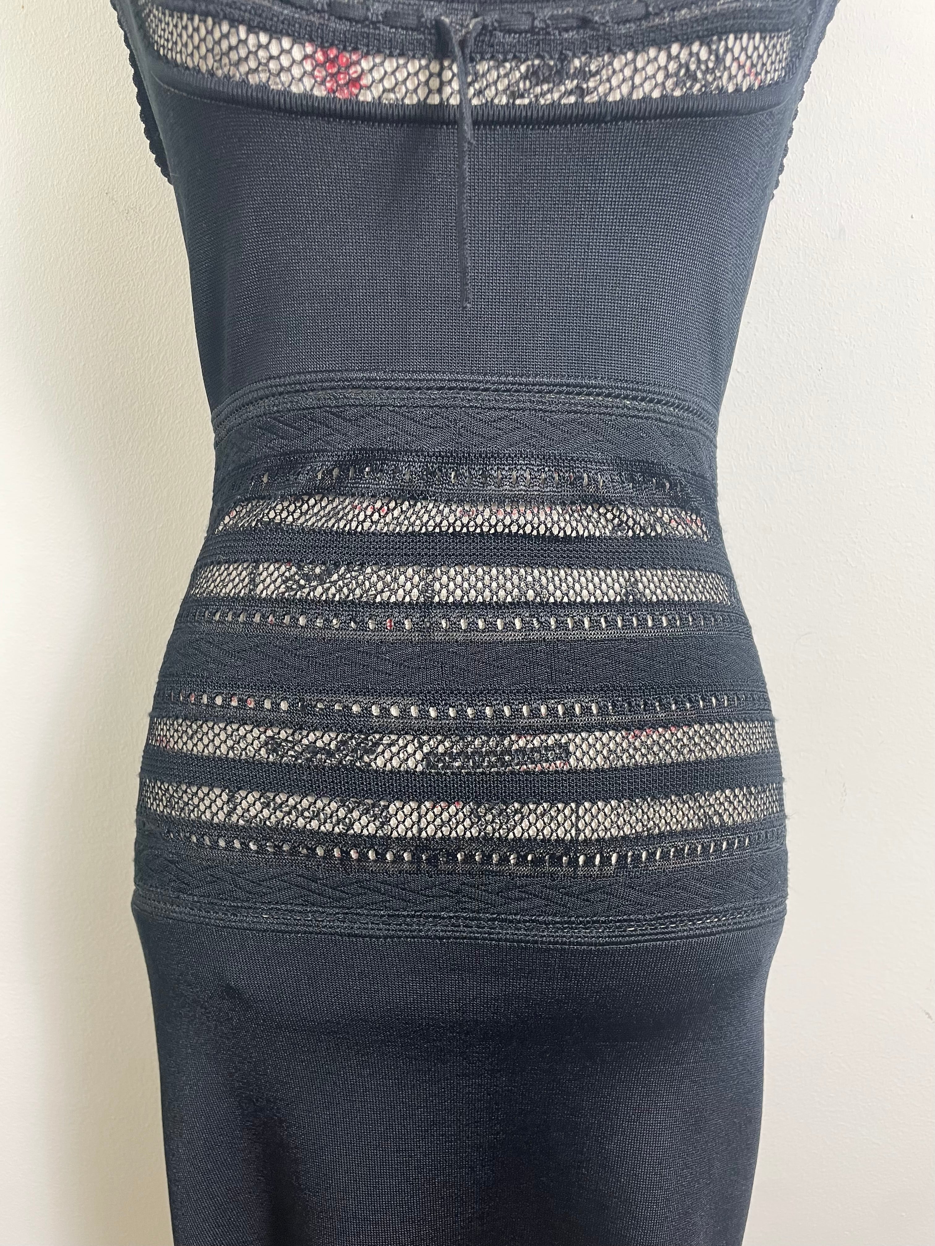 Alaïa Spring 1993 Vintage Crochet Black Insert Knit Dress