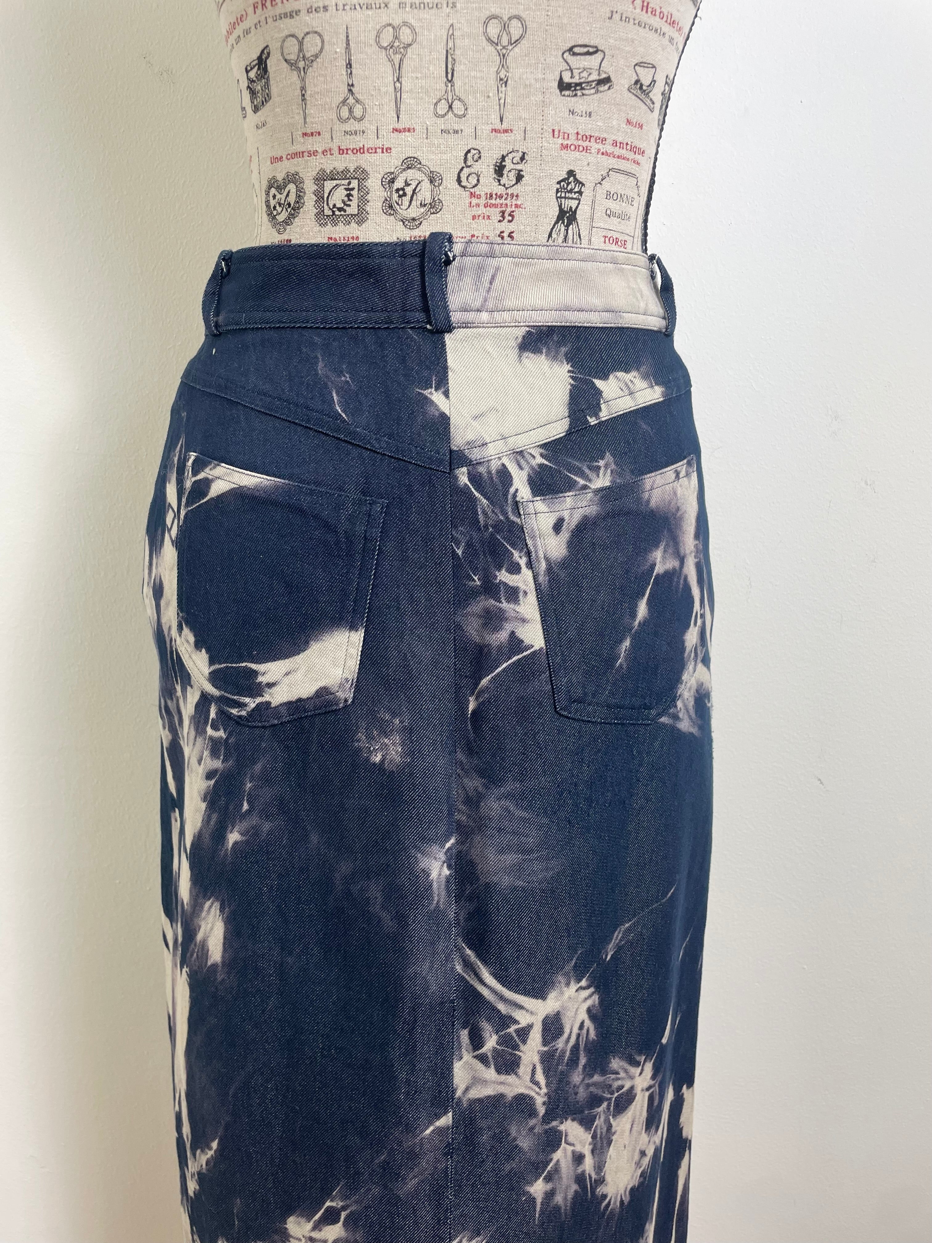 Celine Spring 2000 Vintage Tie Dye Midi Skirt