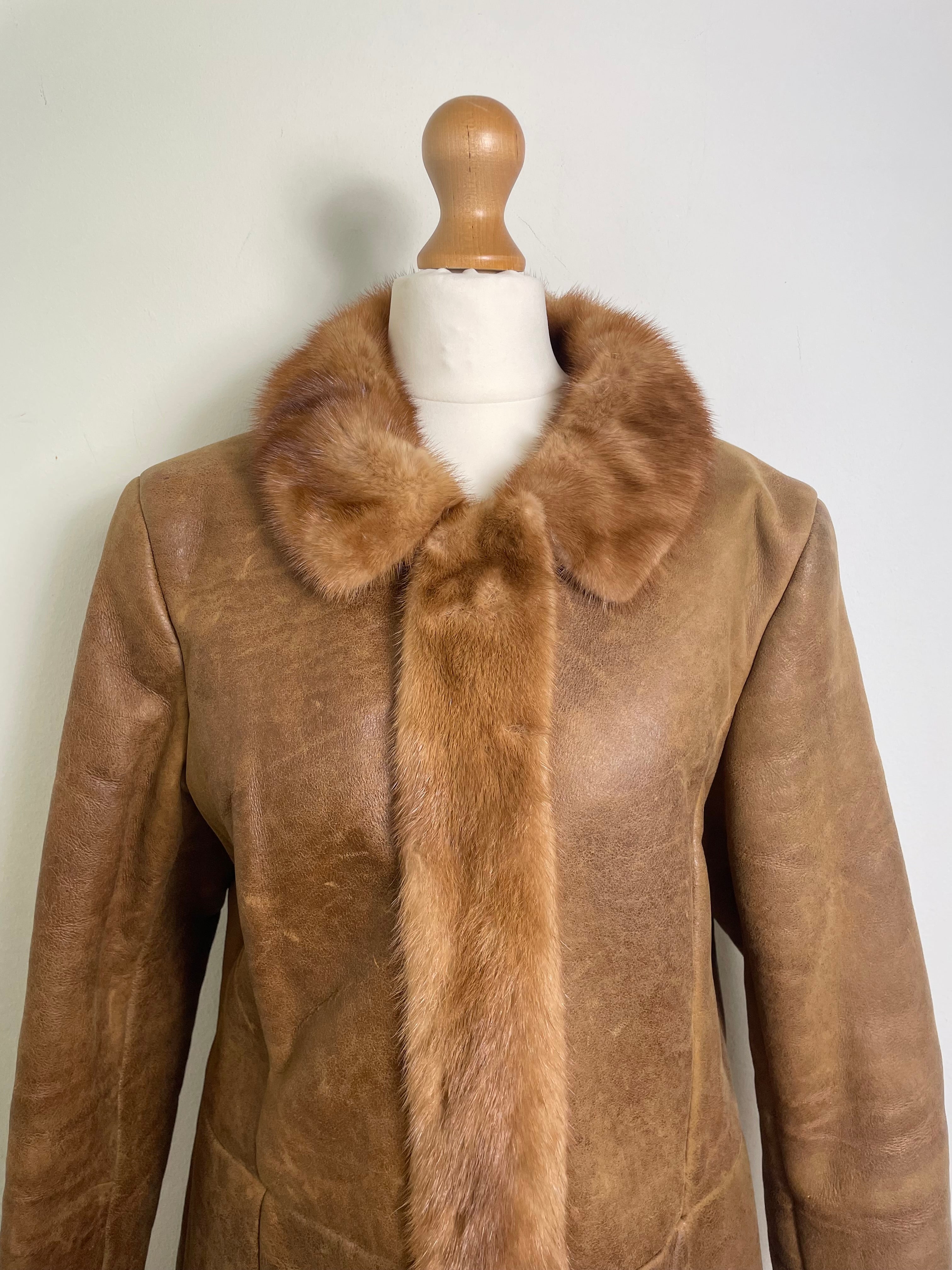Prada Fall 2004 Vintage Sheepskin Coat with Mink Fur Trims