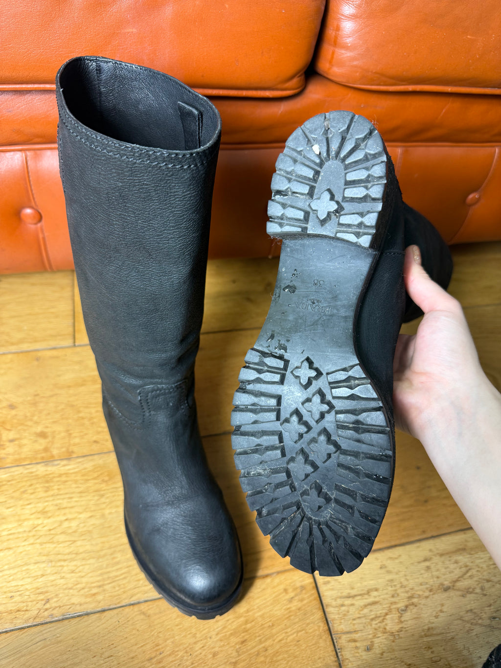 Prada Black Leather Boots