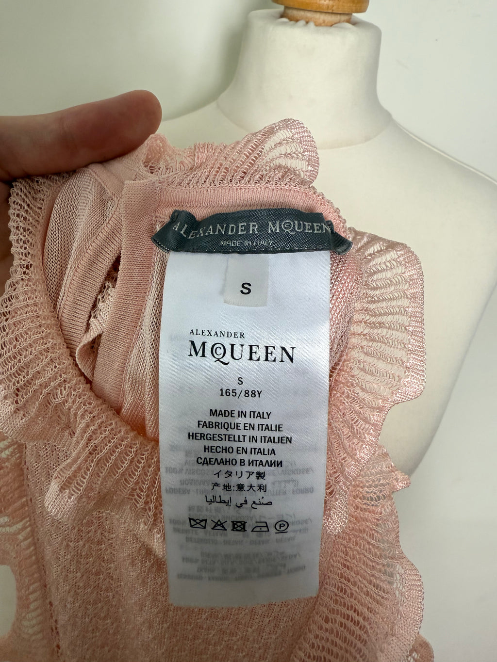 Alexander McQueen Spring 2016 Dusty Pink 100% Silk Ruffle Mini Dress