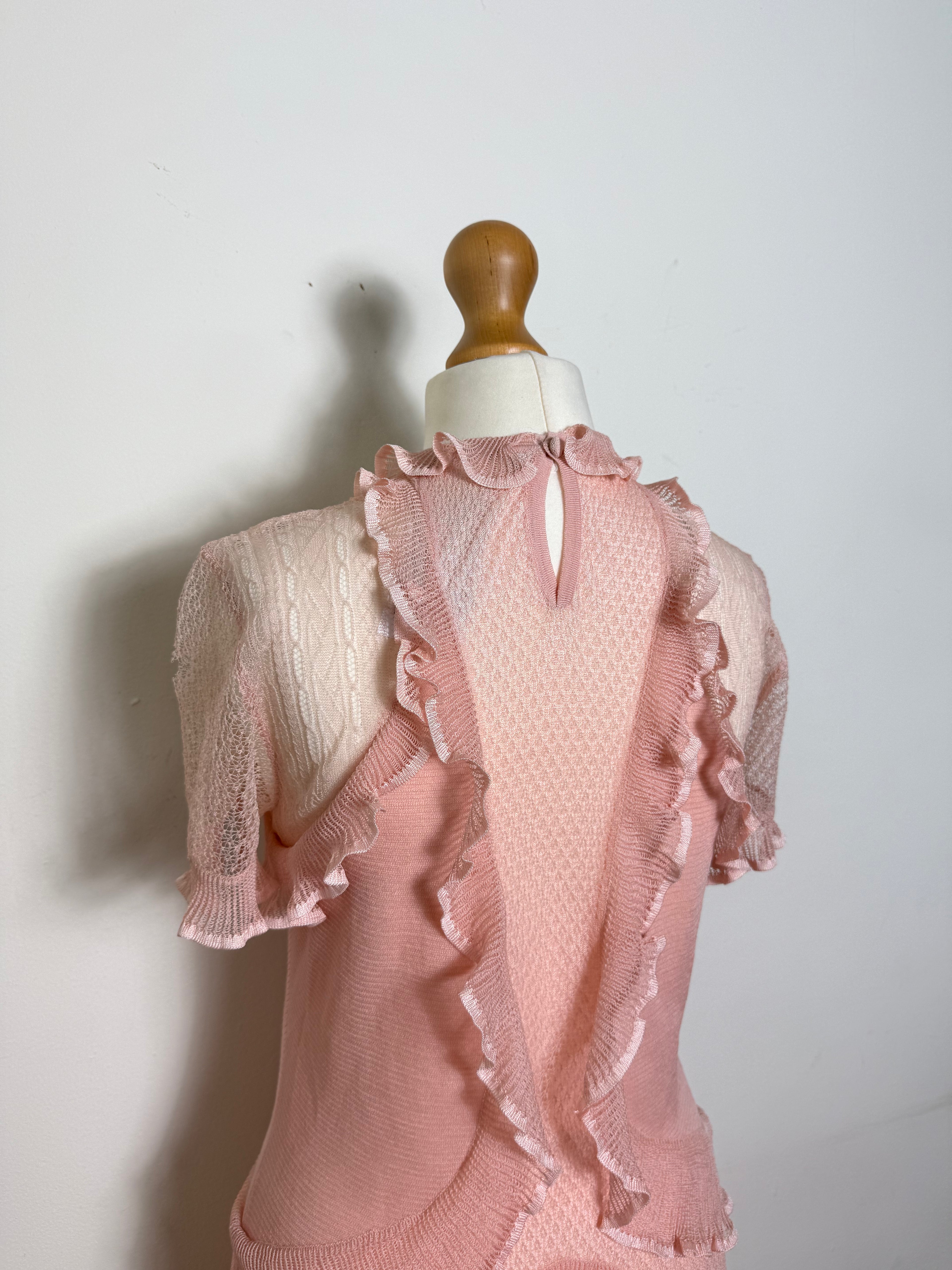 Alexander McQueen Spring 2016 Dusty Pink 100% Silk Ruffle Mini Dress