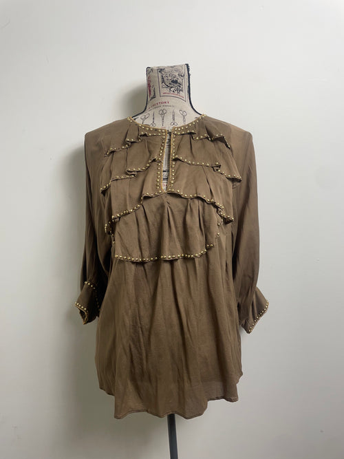 Anna Molinari Khaki Studded Blouse