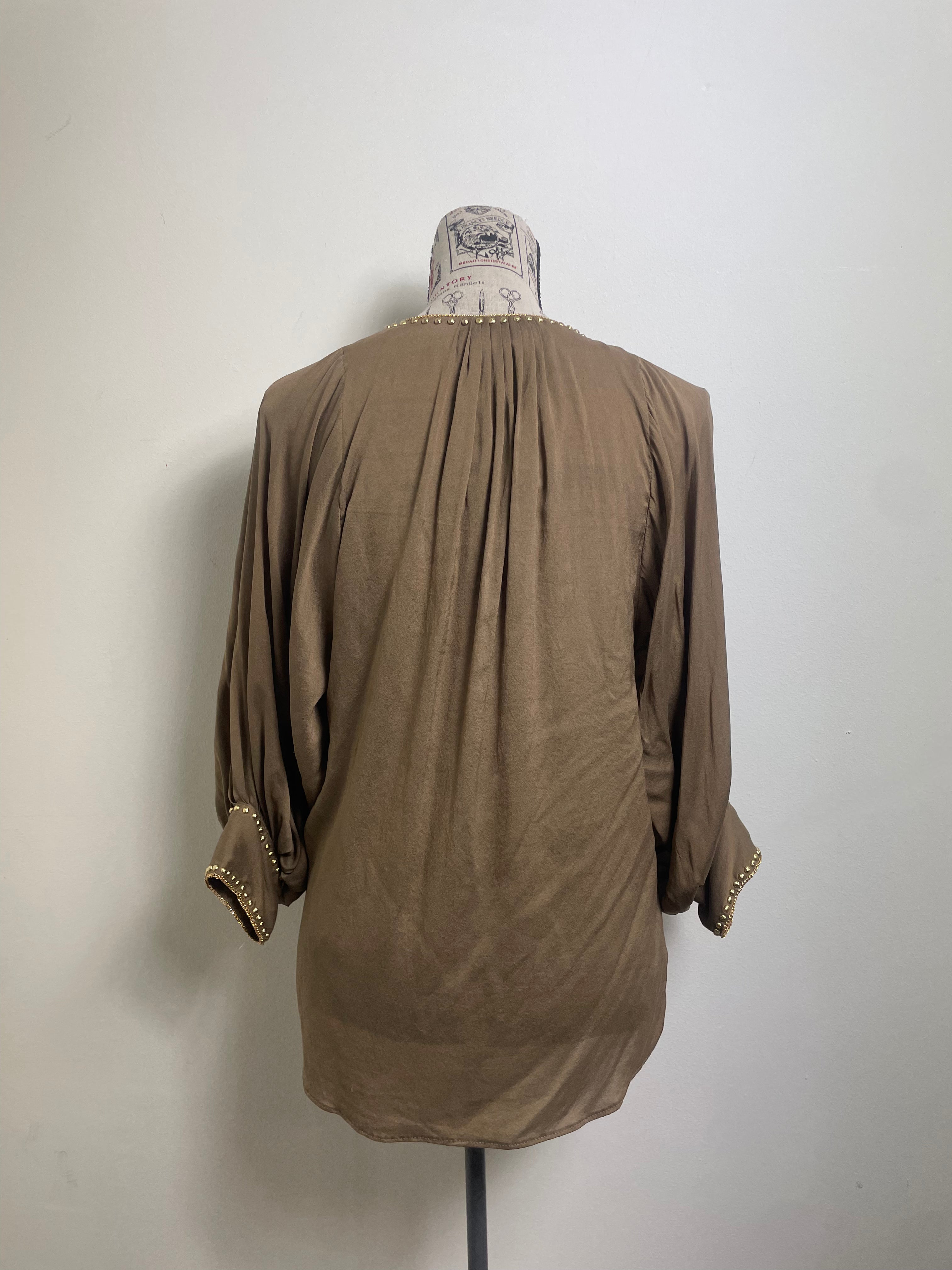 Anna Molinari Khaki Studded Blouse