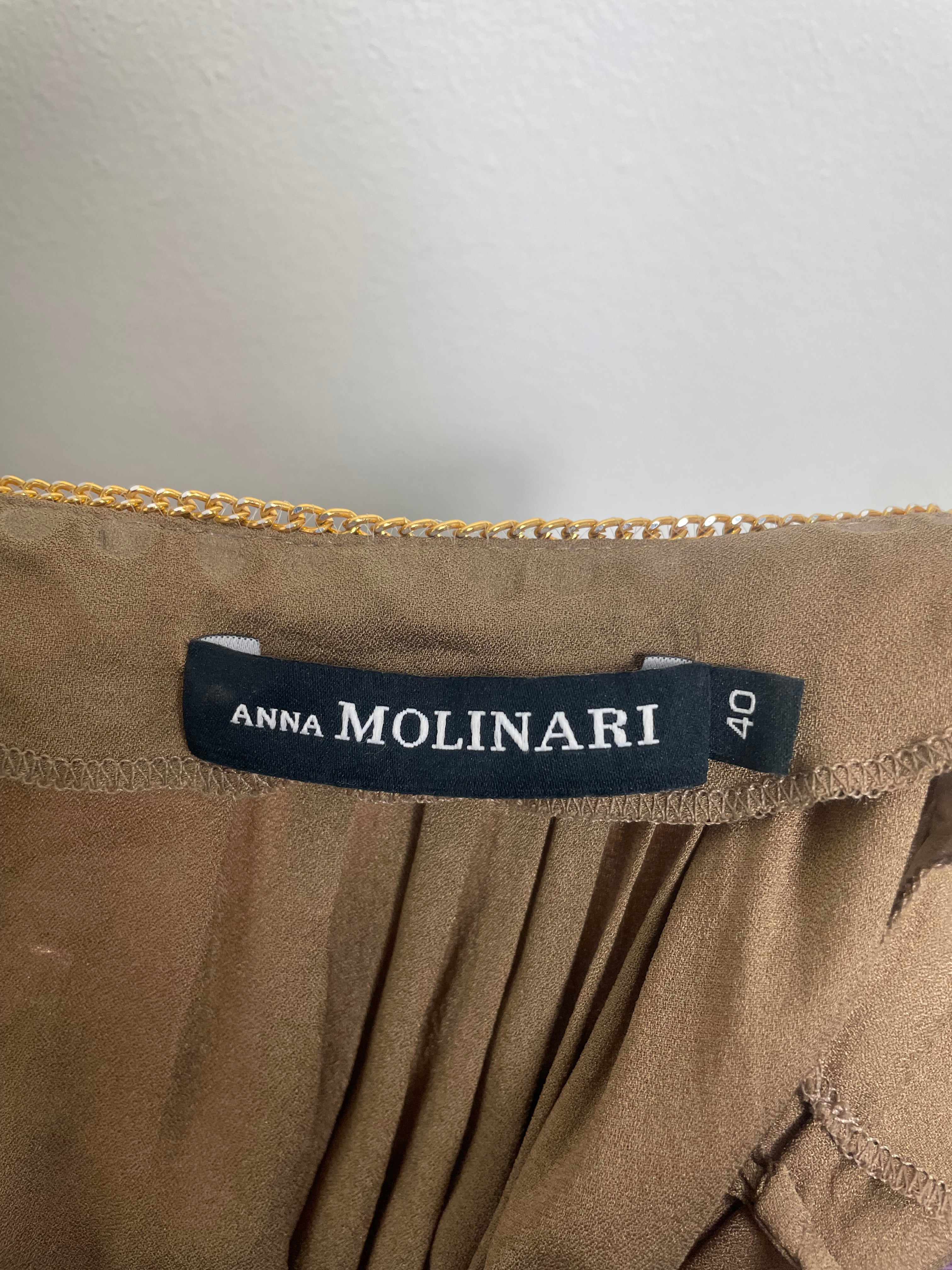 Anna Molinari Khaki Studded Blouse
