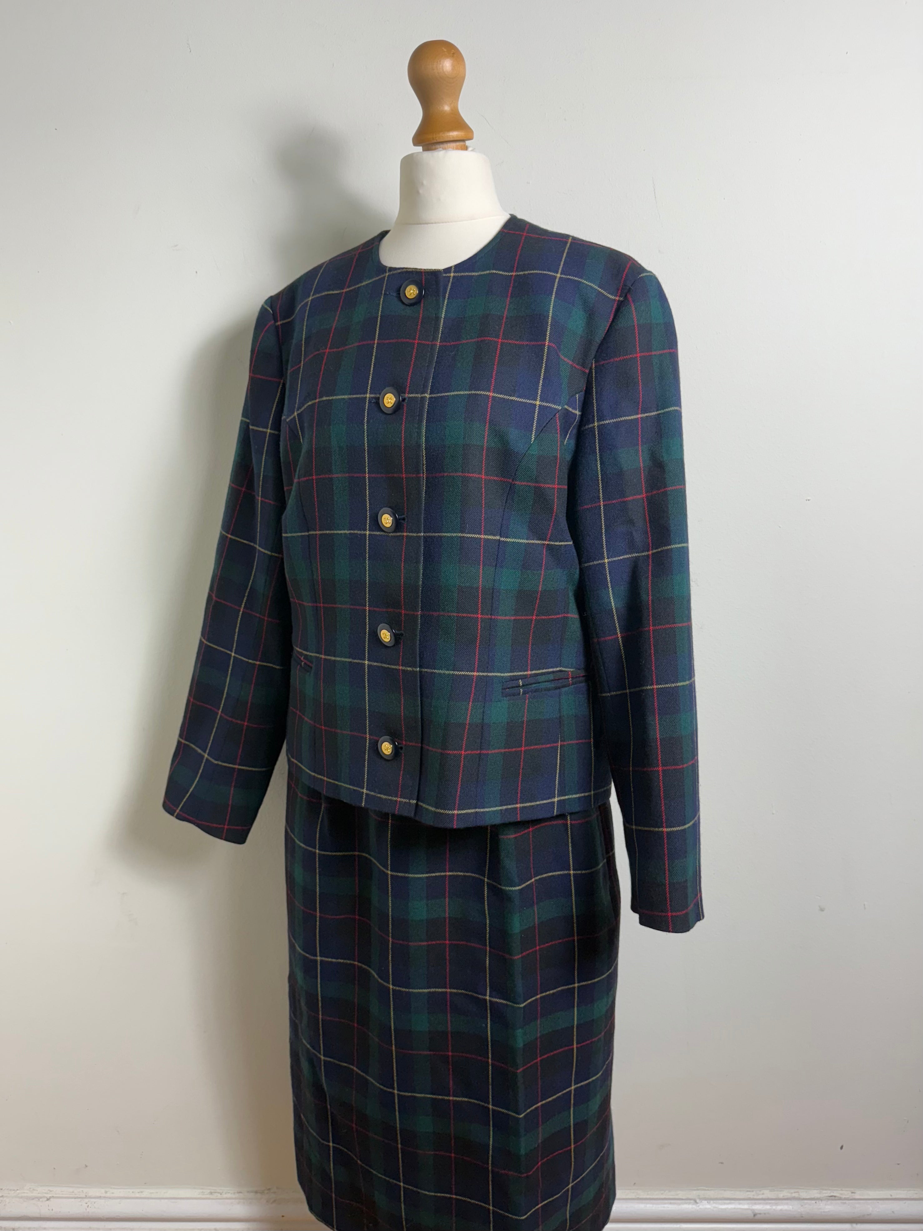 Avoca Collection Ireland Vintage Pure Wool Tartan Skirt Set