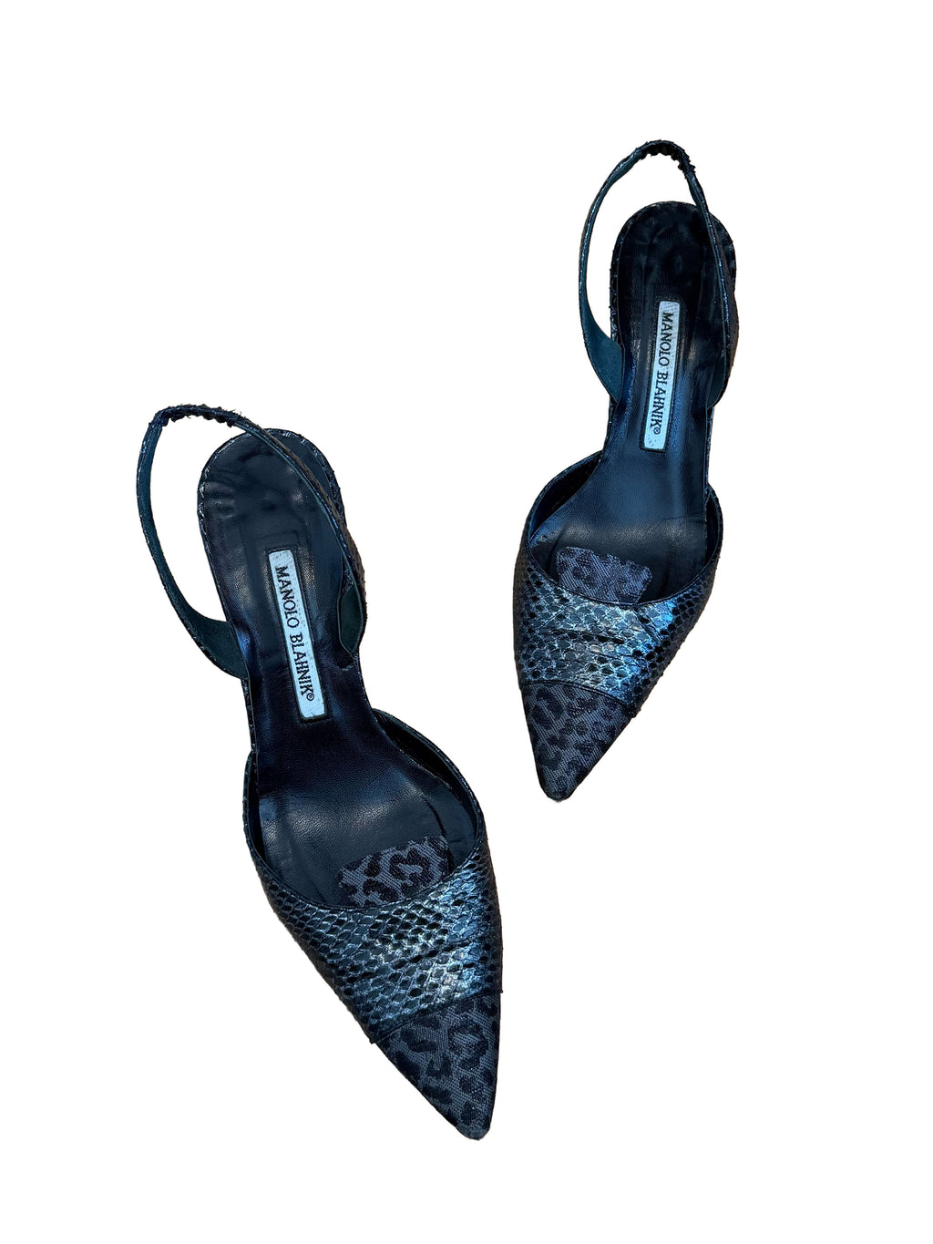 Manolo Blahnik Python & Leopard Slingback Heels